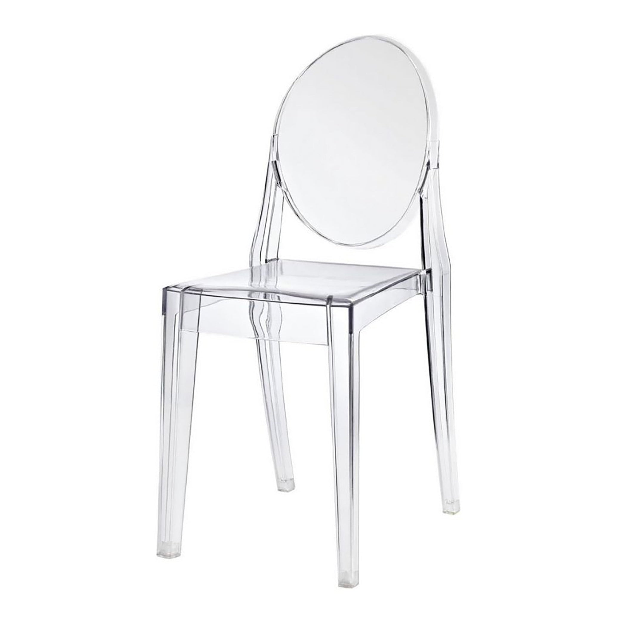 clear ghost resin chair. with no arms