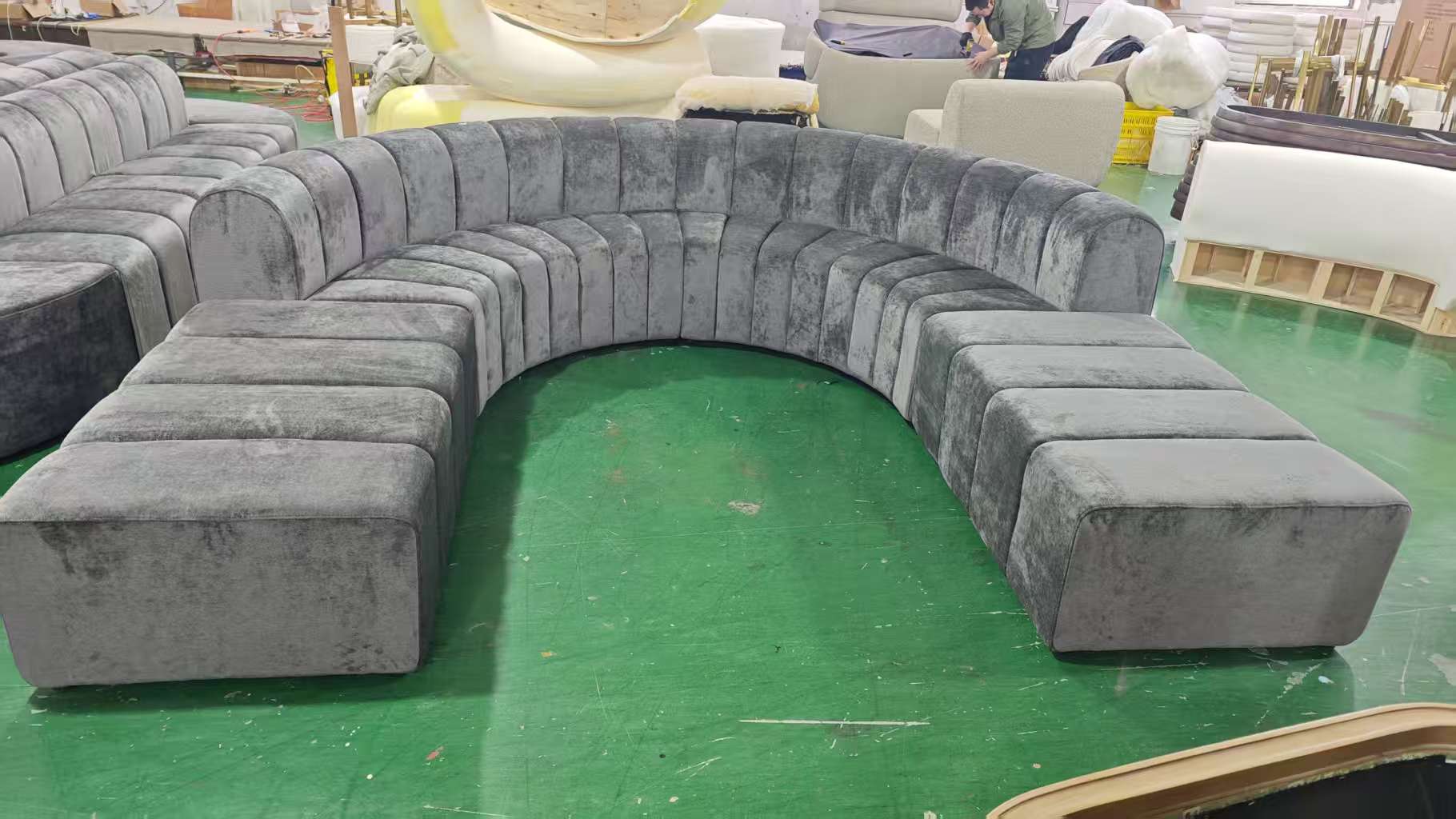 Zetel Inside Corner Sofa Grey Velvet