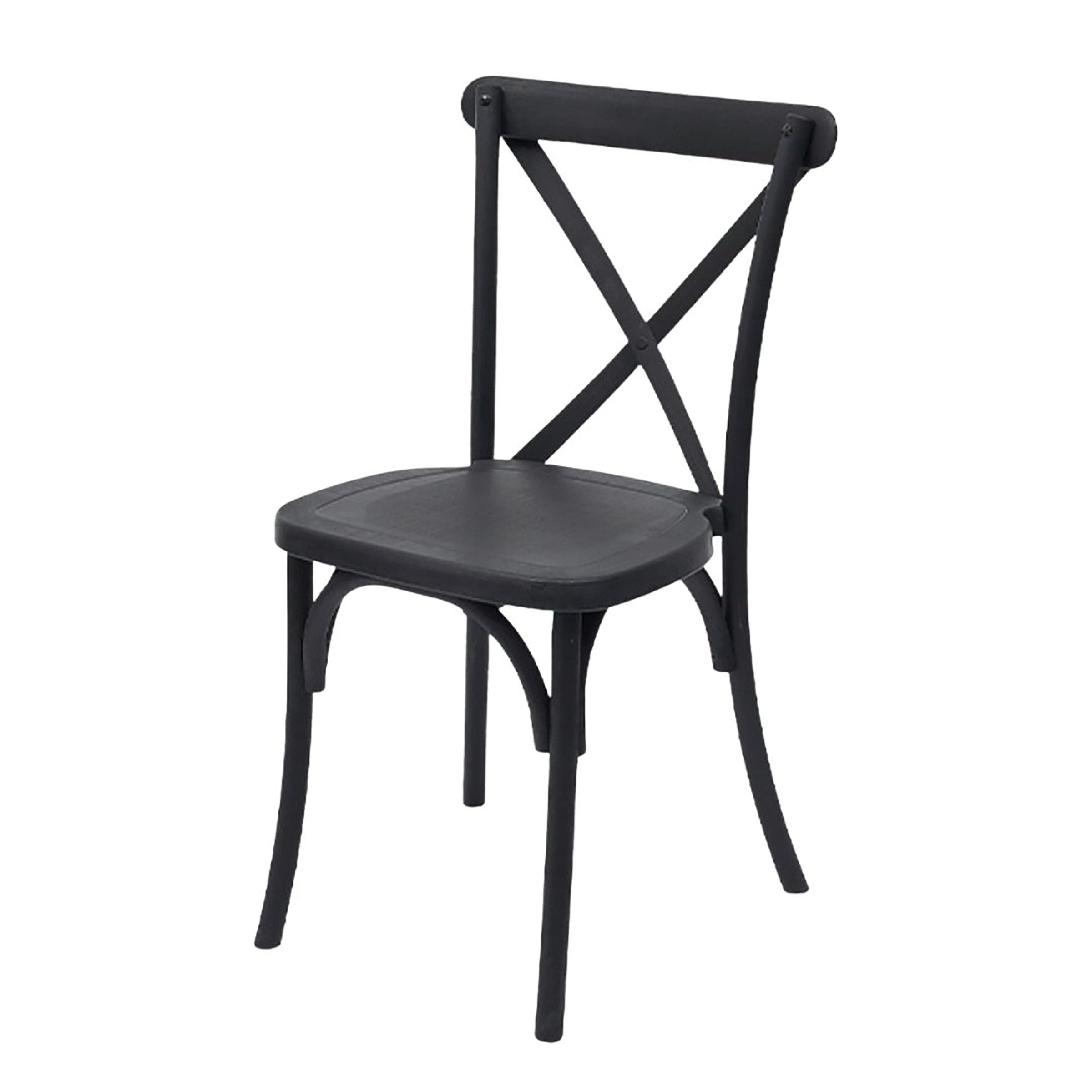 Black crossback chair.