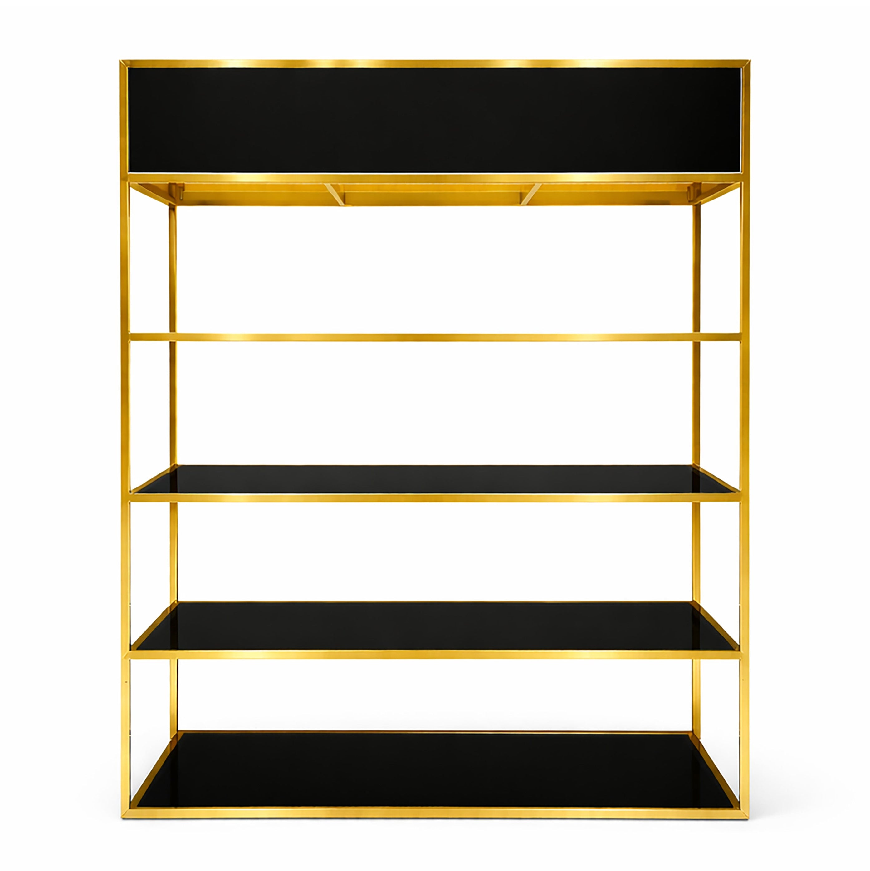 Black and gold chrome event and retail display case.