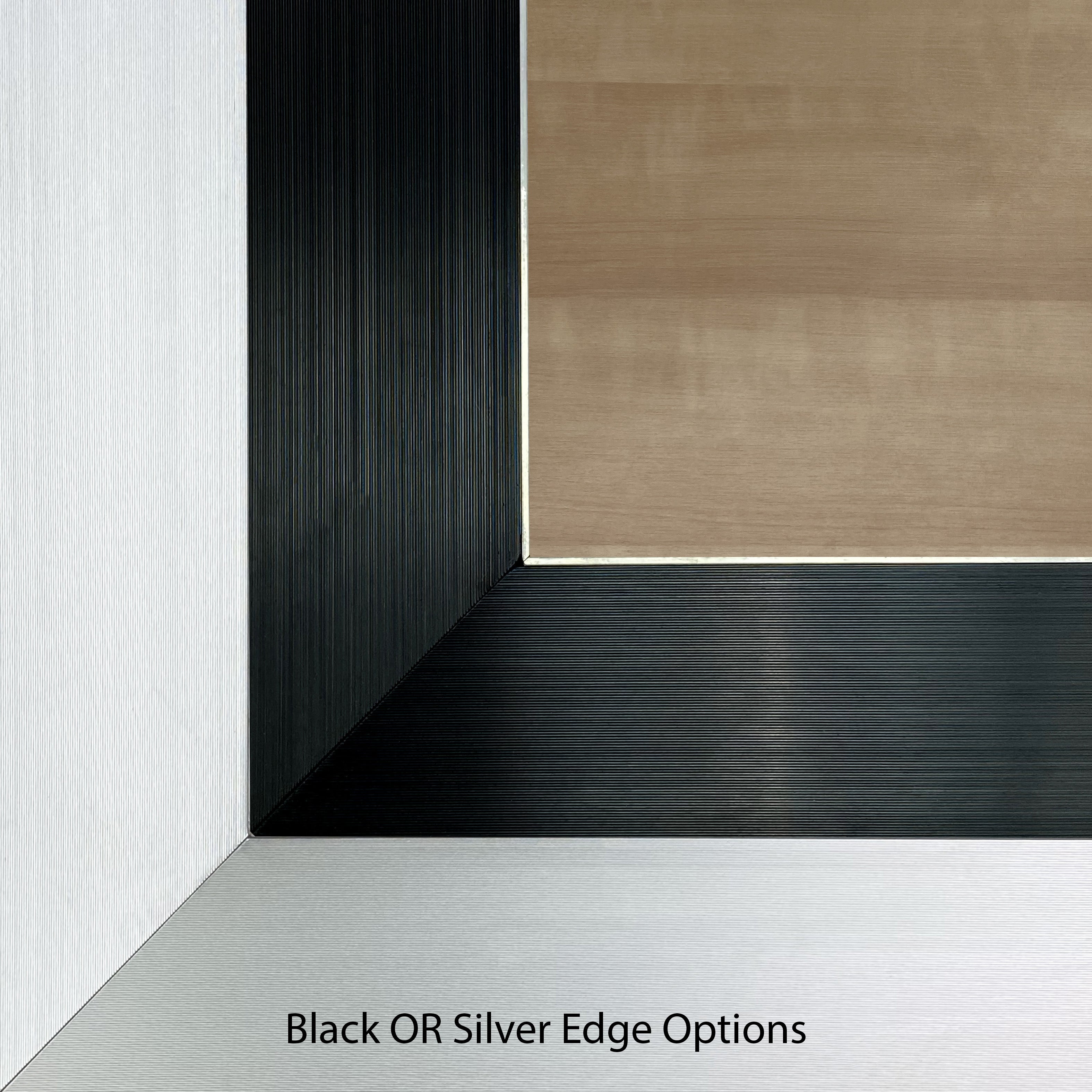 Close up of our DancePro event dancefloor trim/ edge colour options. We have silver and black.