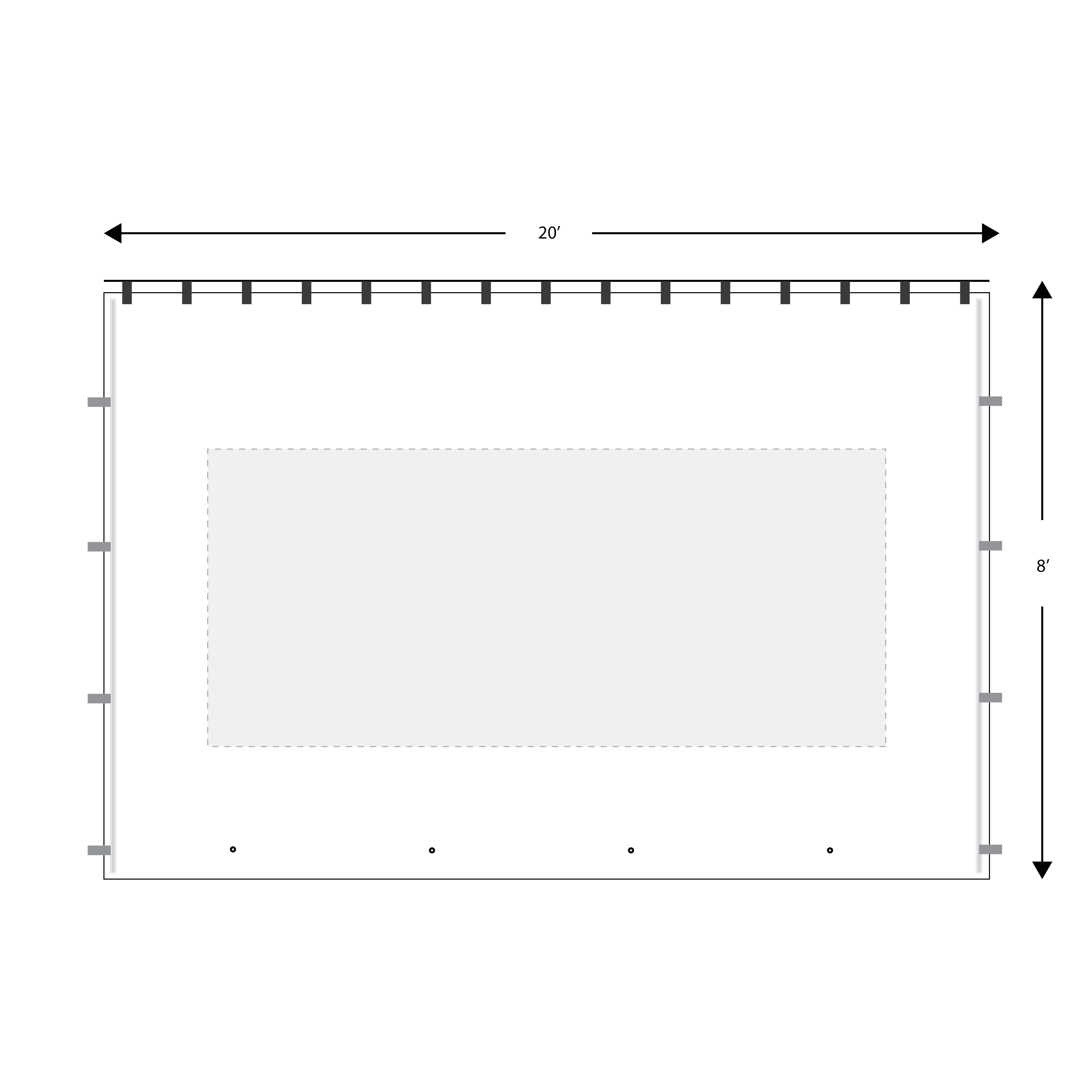 Wall, 8' x 20' Cafe Window Rod Tensioned