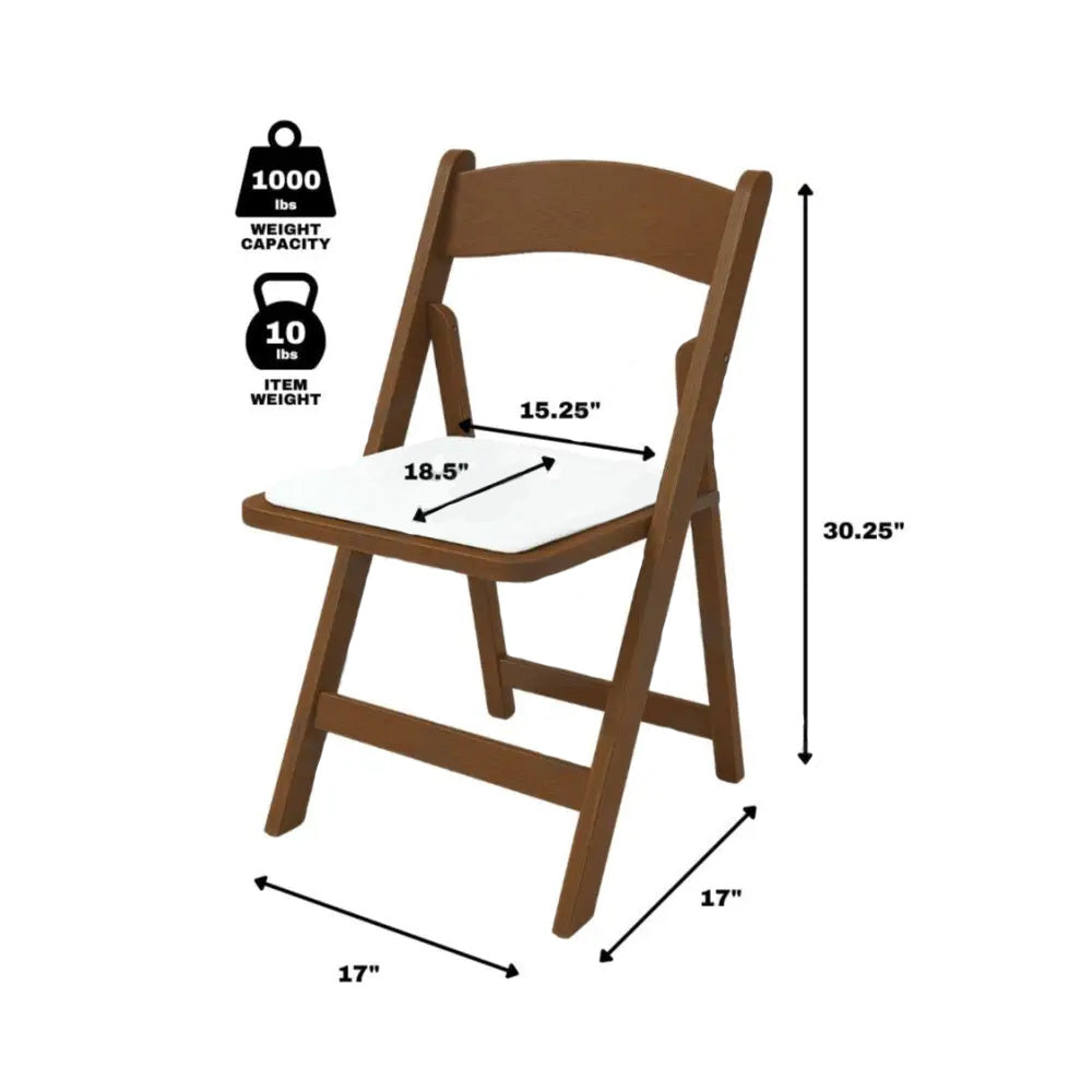 Chair, Walnut Resin Folding C/W Off Cream Pad