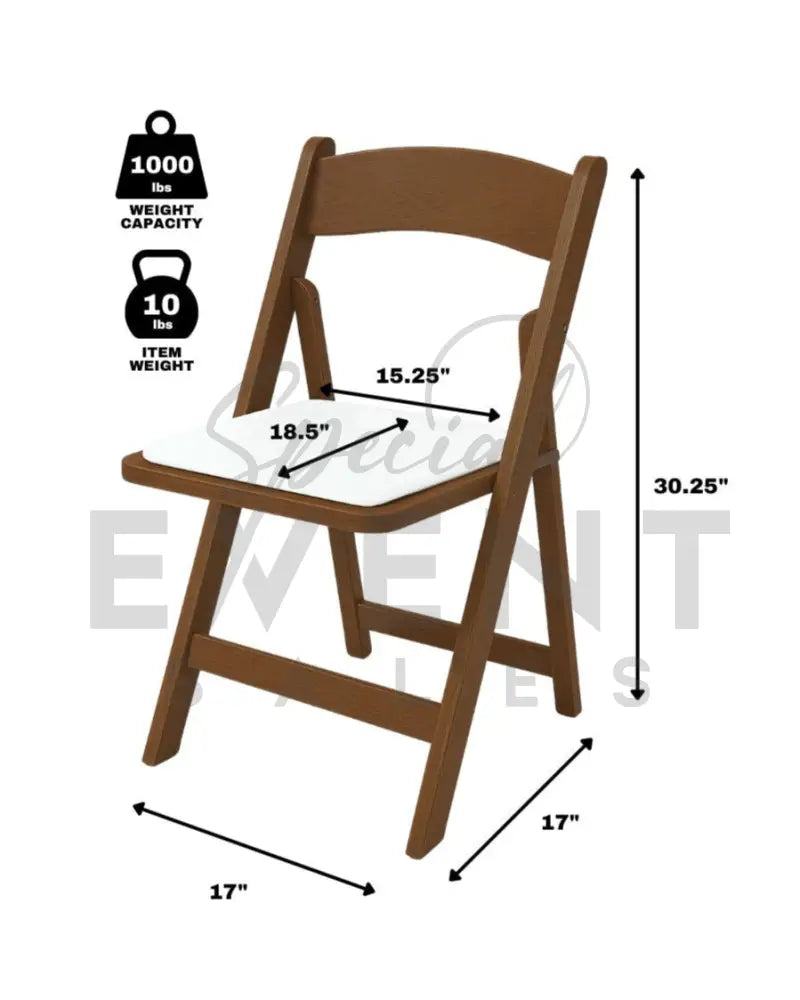 Chair Walnut Resin Folding C/W Off Cream Pad SES Chairs