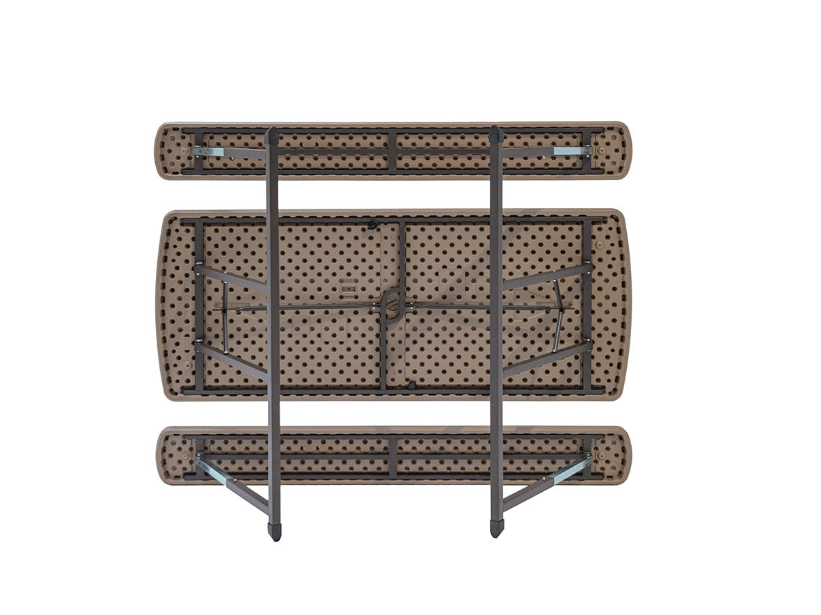 Table, DakotaPicnicSet 72" Folding Brown Woodgrain