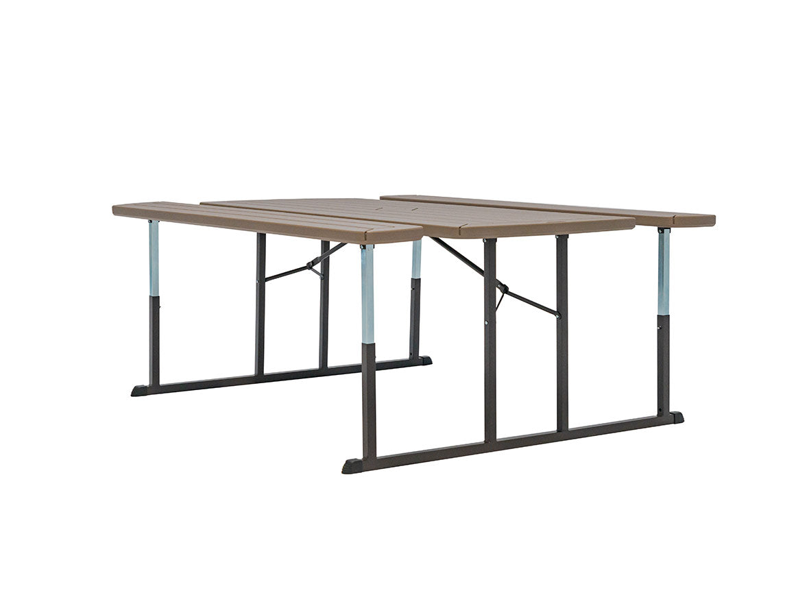 Table, DakotaPicnicSet 72" Folding Brown Woodgrain