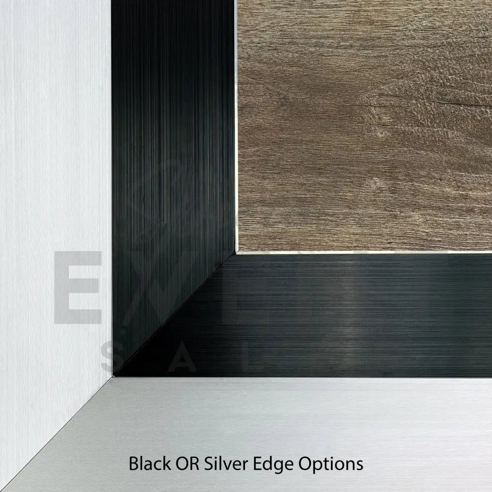 Close up of our rustic oak DancePro event dance floor with marine grade aluminum trim/ edge in black and silver options.