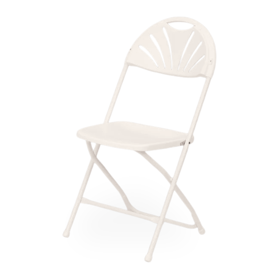 Chair, Folding Off White Seat & Off White Frame Fan Back Pro Series