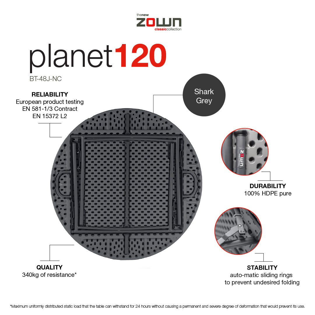 Zown Folding Table, Planet120 (48" Round) New Classic