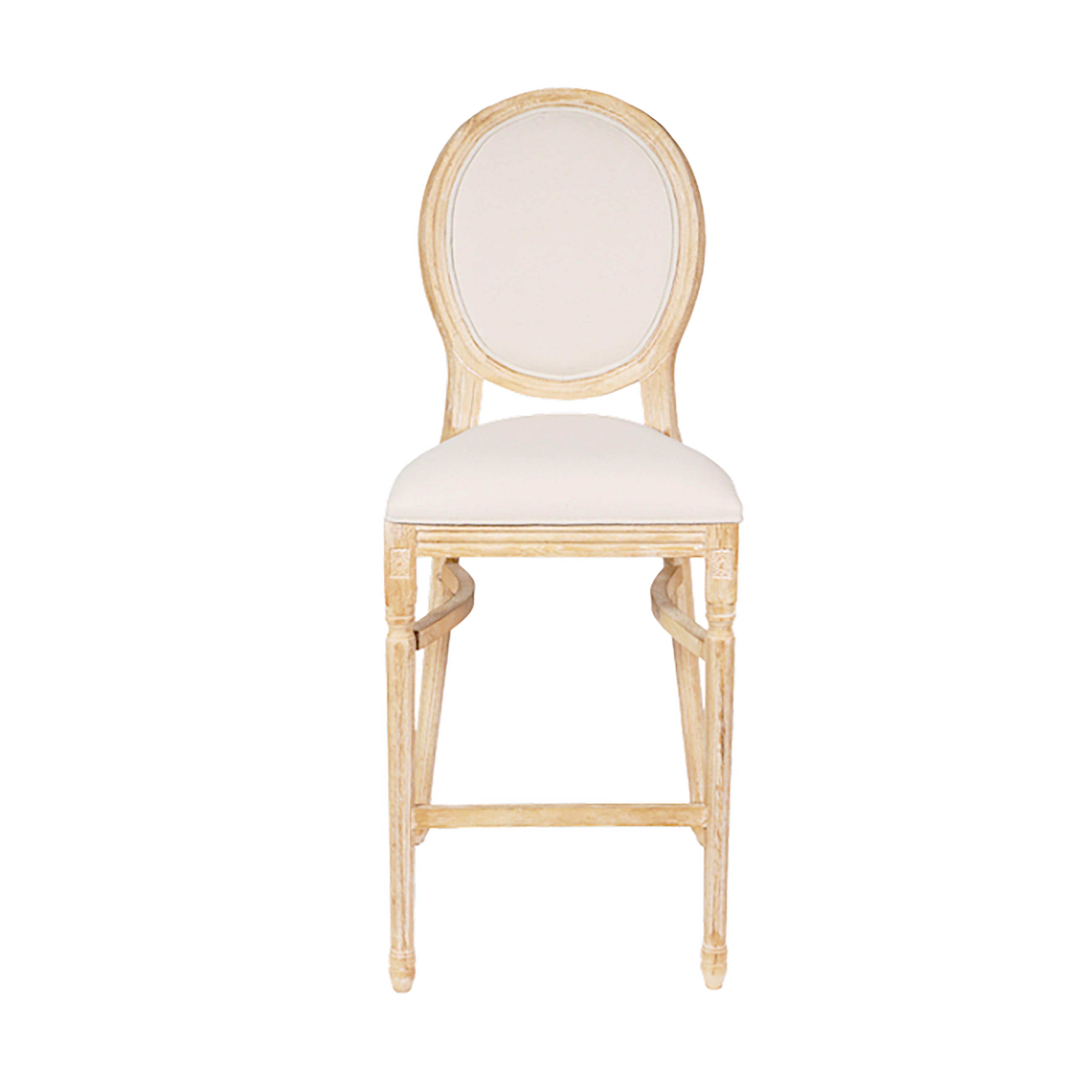 Stool, Louis Resin Natural Whitewash Wood Look