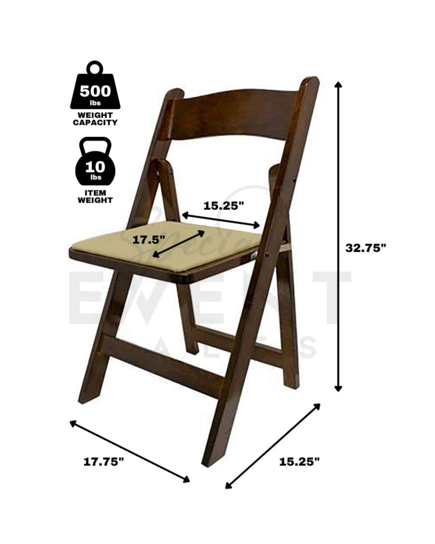 Chair, Walnut Wood Folding c/w Tan Pad