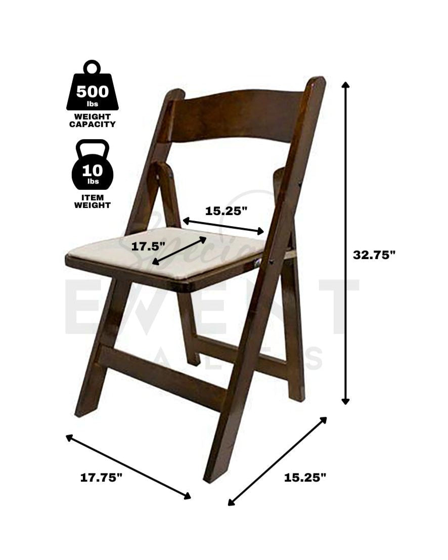 Chair, Walnut Wood Folding c/w White Pad