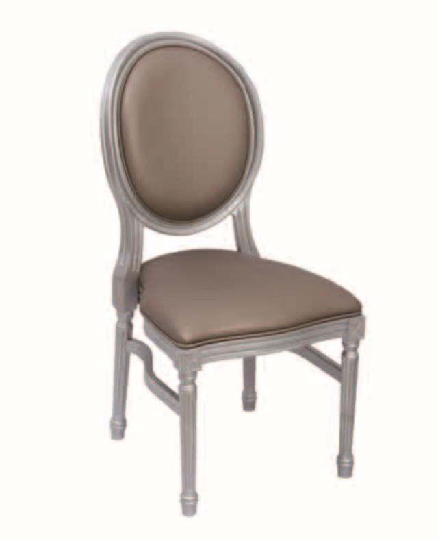 Chair, Louis XVI Resin Taupe on Silver - Special Event Sales