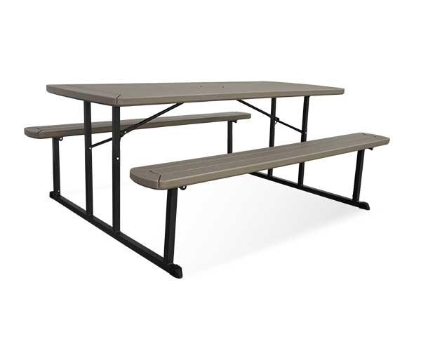 Table, DakotaPicnicSet 72" Folding Brown Woodgrain - Special Event Sales