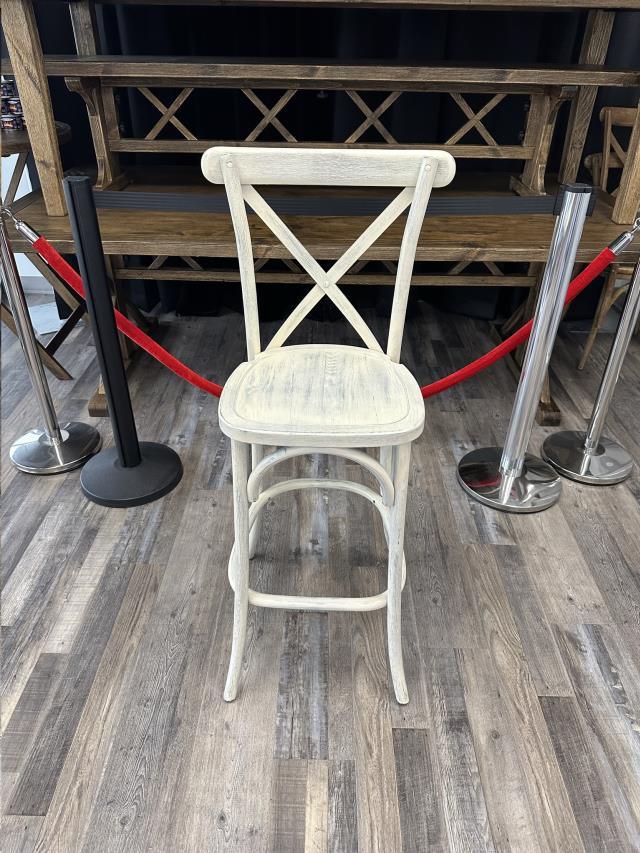 Stool, Crossback Limewash Assembled - Special Event Sales