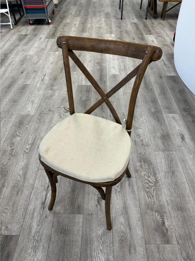 Chair Cushion, Linen Woven W/Tie for Crossback