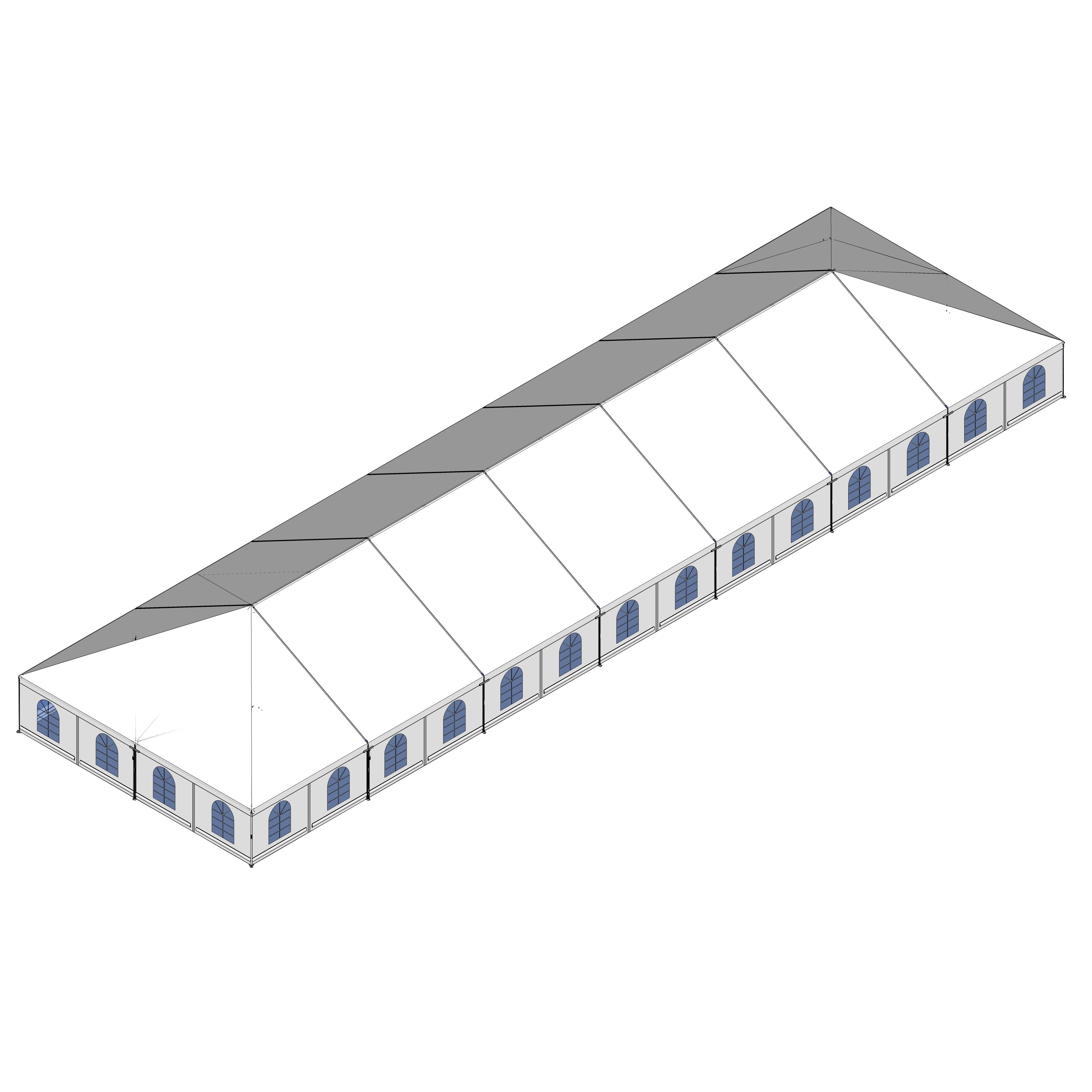 Turbotrack Tent, 40' x 140' French Window Walls