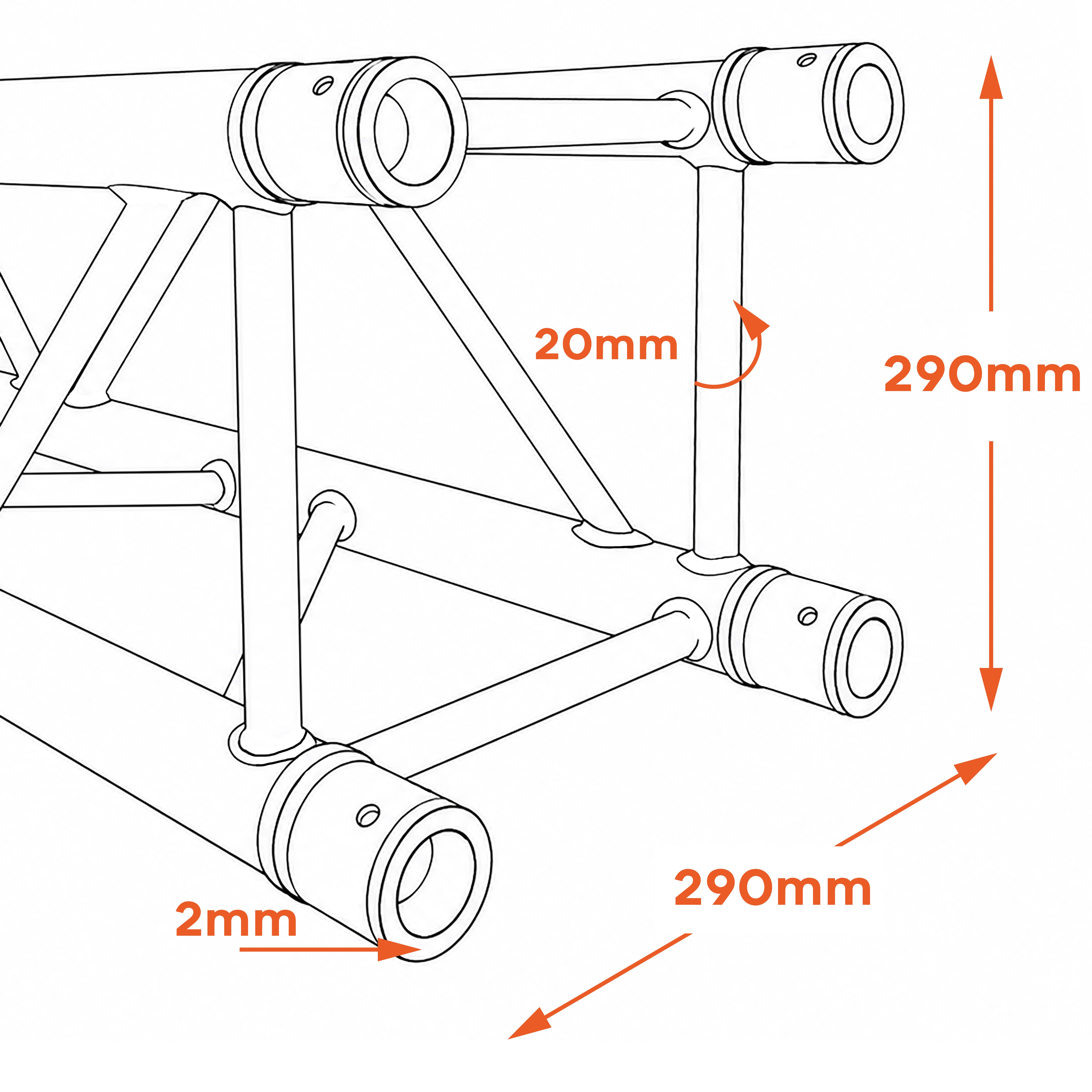 Truss, F34 290mm X 290mm X 1m long Aluminum