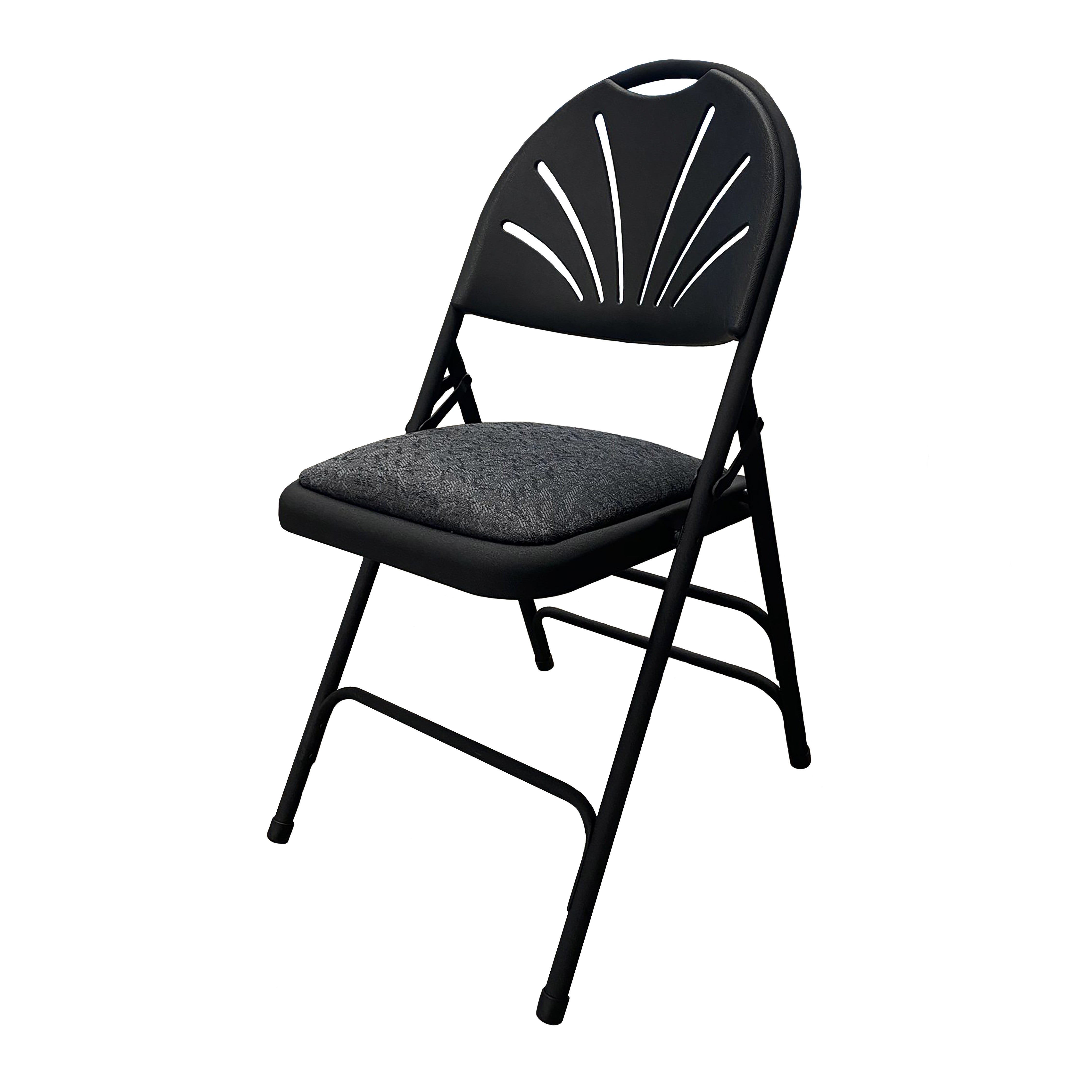 Comfort Series Folding Chair, Black/Black Fabric