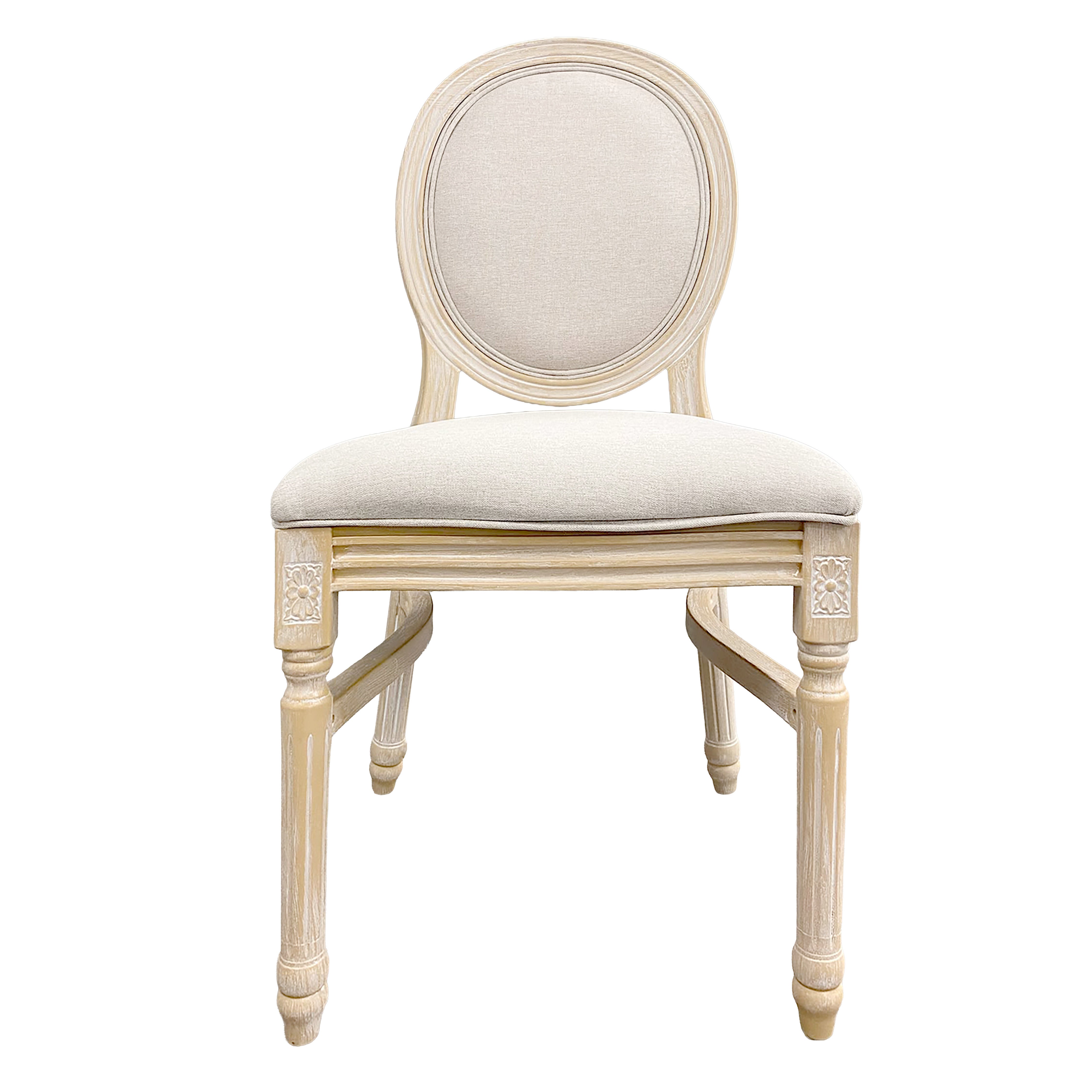 Chair, Louis Resin Natural Whitewash Wood Look