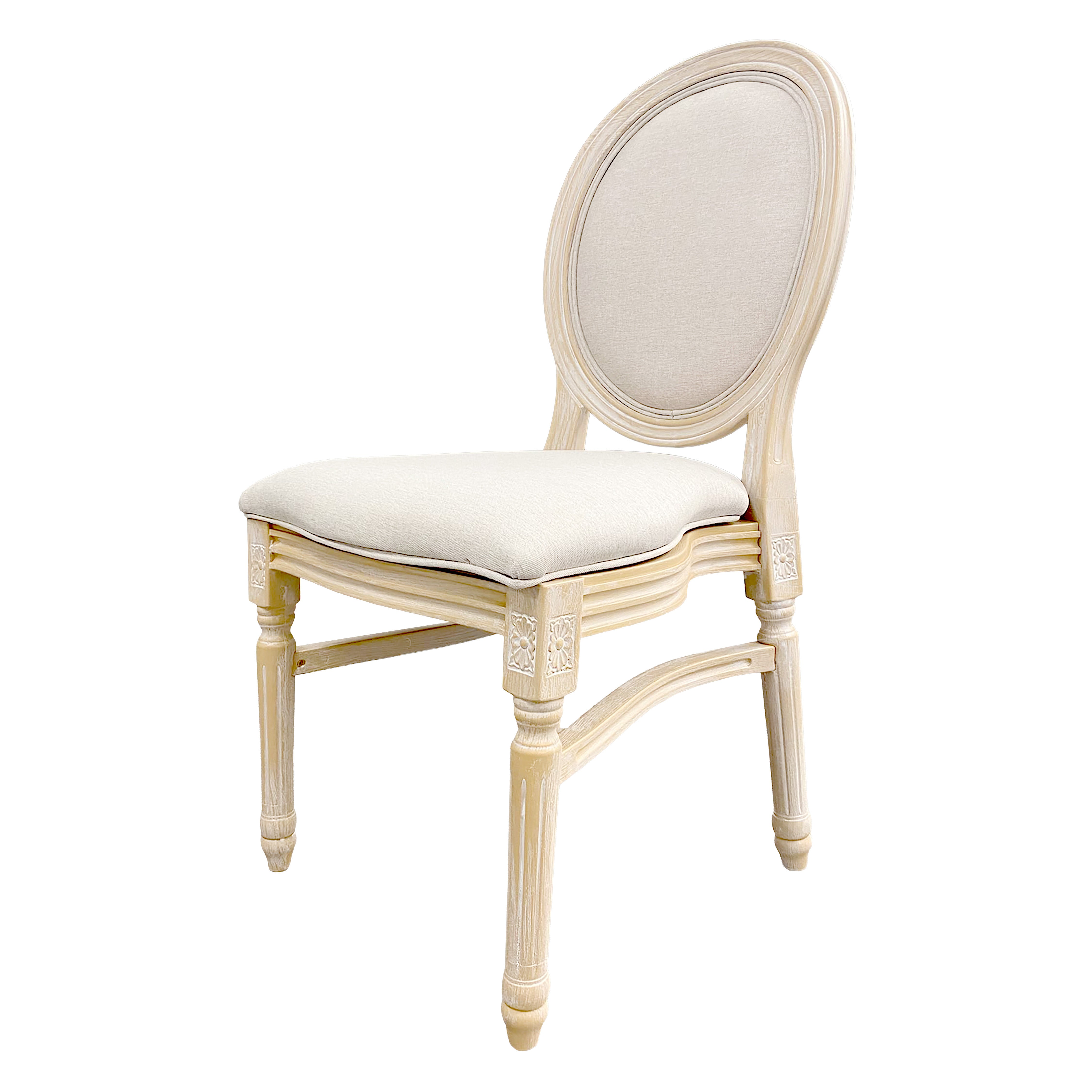 Chair, Louis Resin Natural Whitewash Wood Look