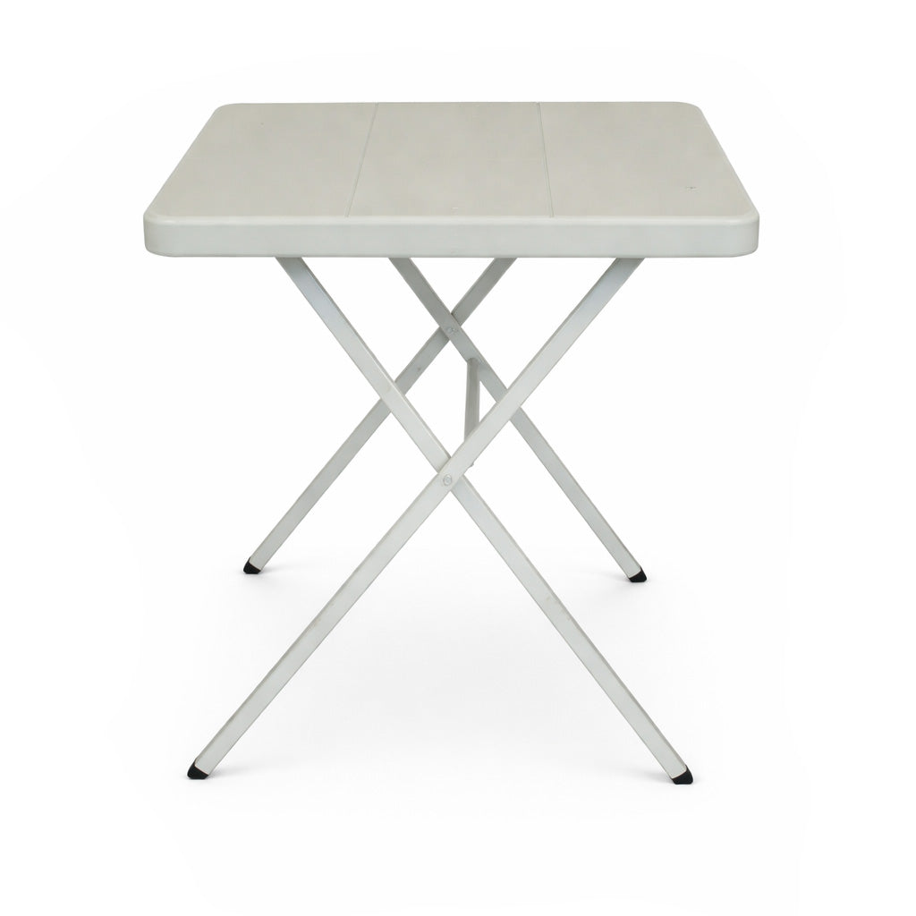 Social Distancing Plastic Table, 27" Square White Folding