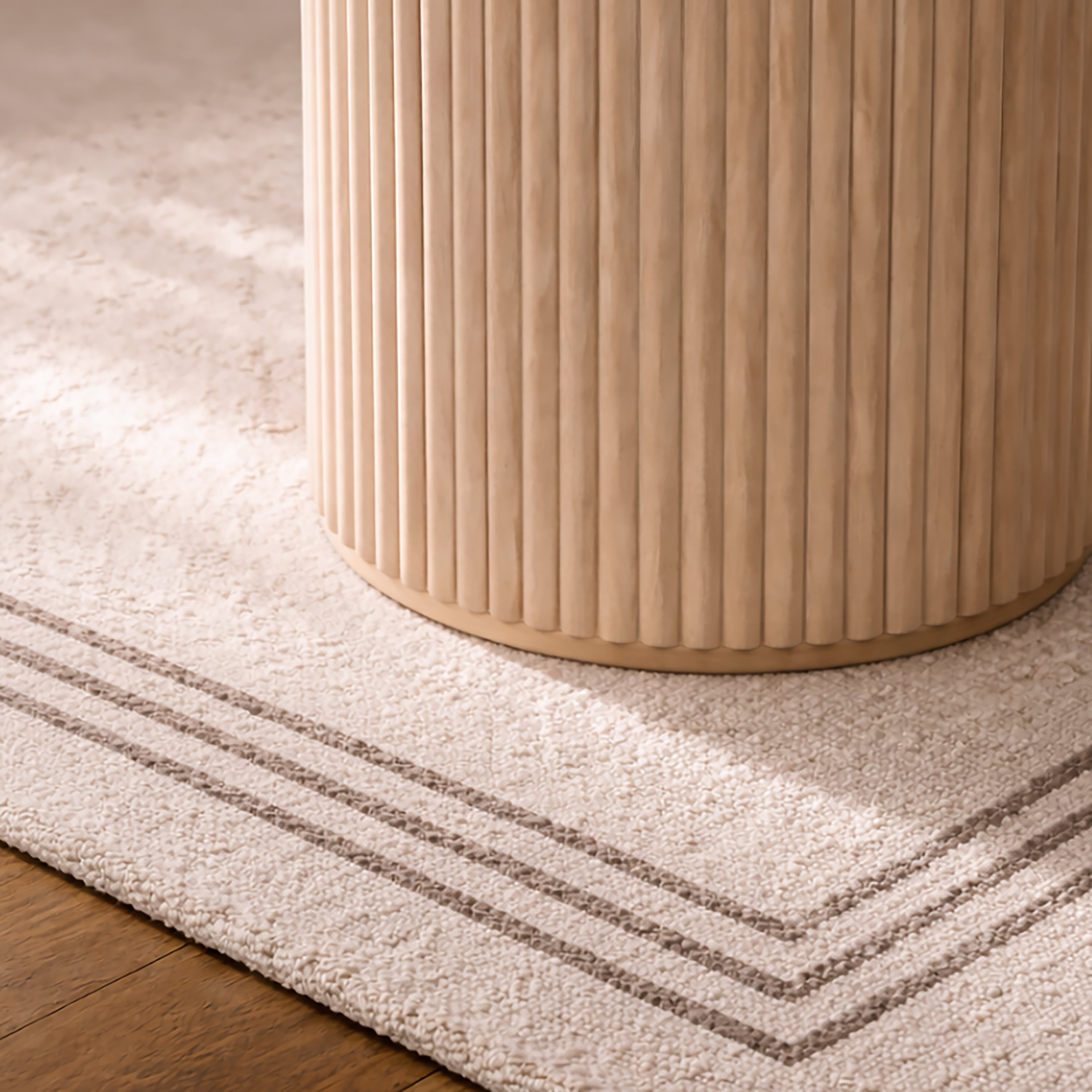 Side Table, Fluted Rubberwood Natural