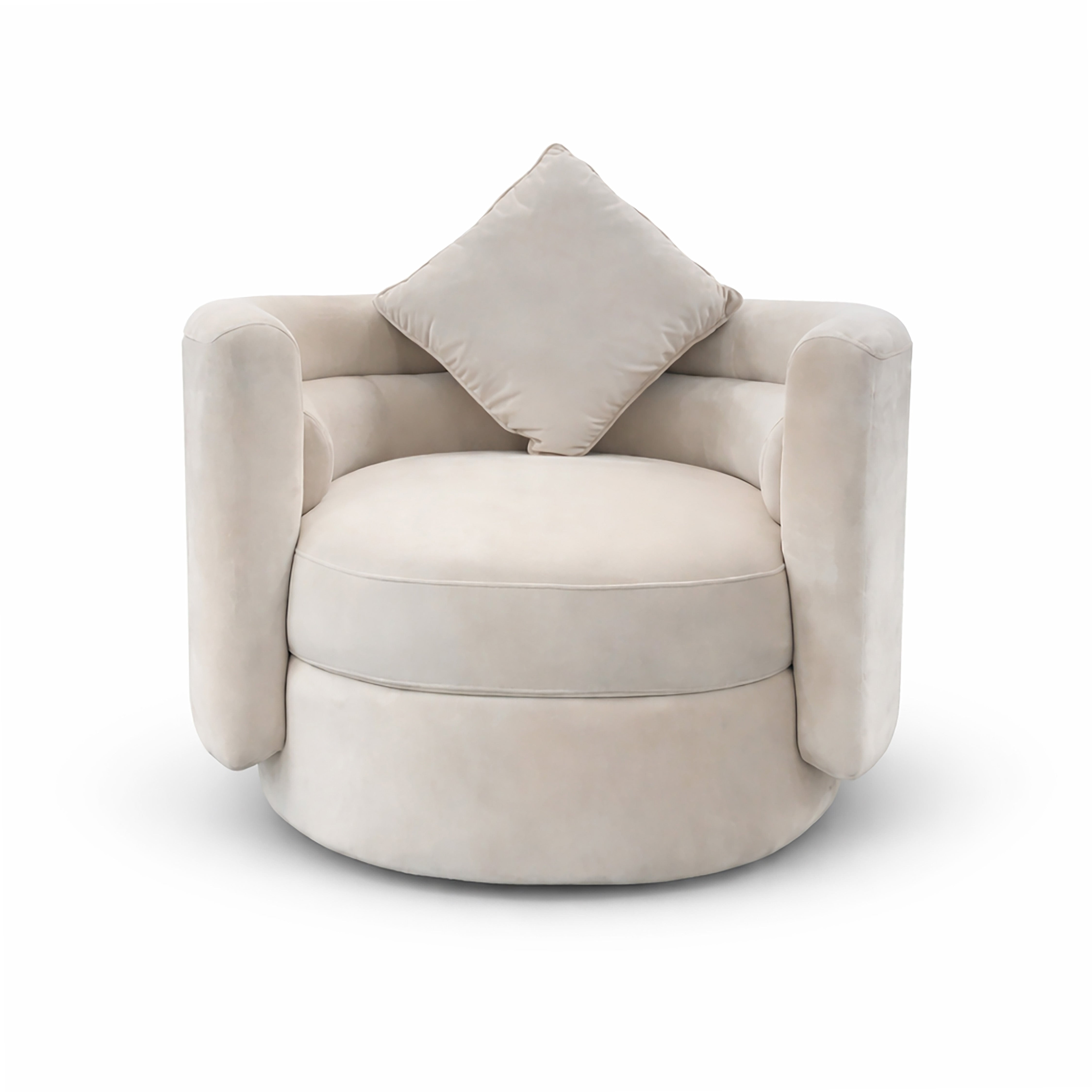 Xander Barrel Chair, White Velvet