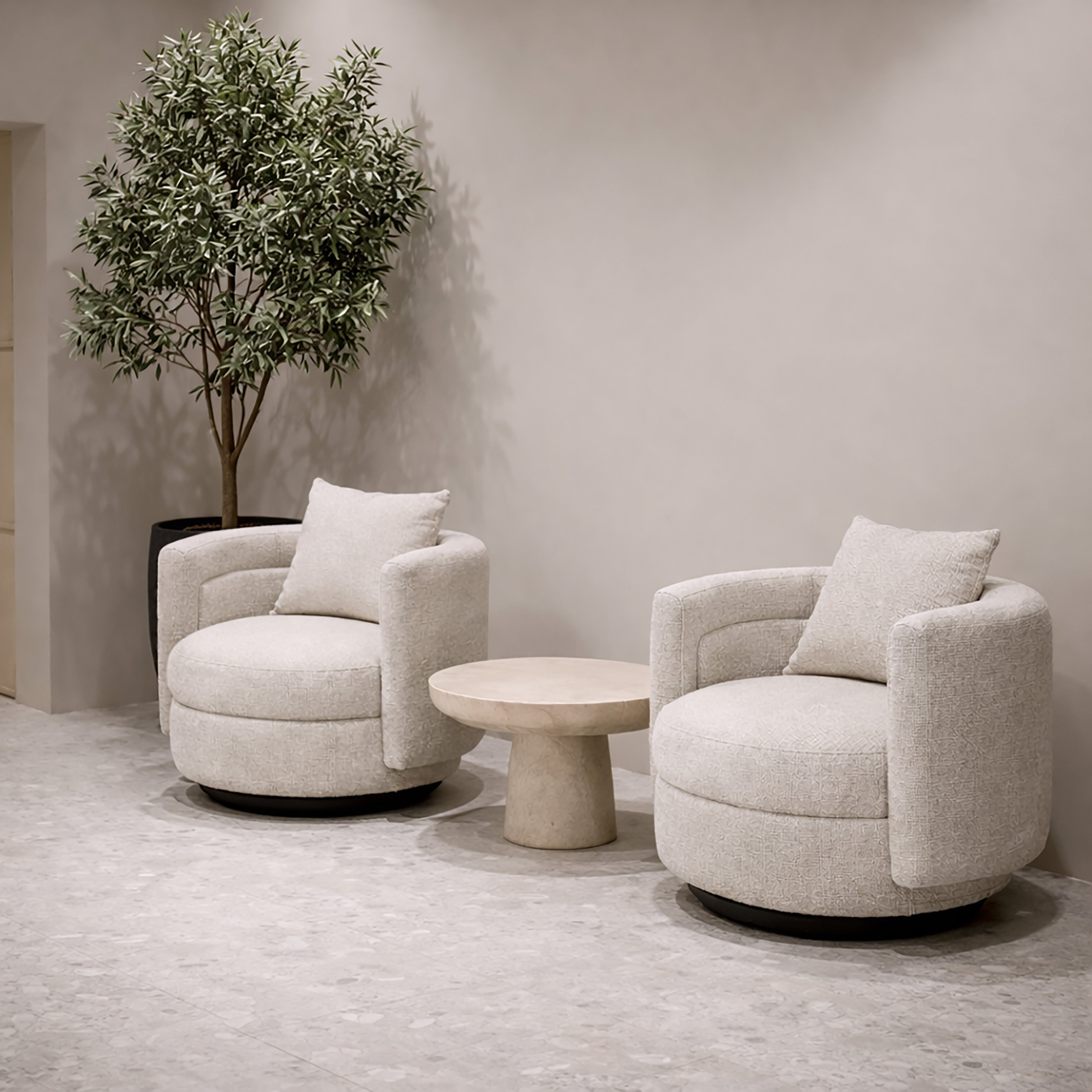 Xander Barrel Chair, White Velvet