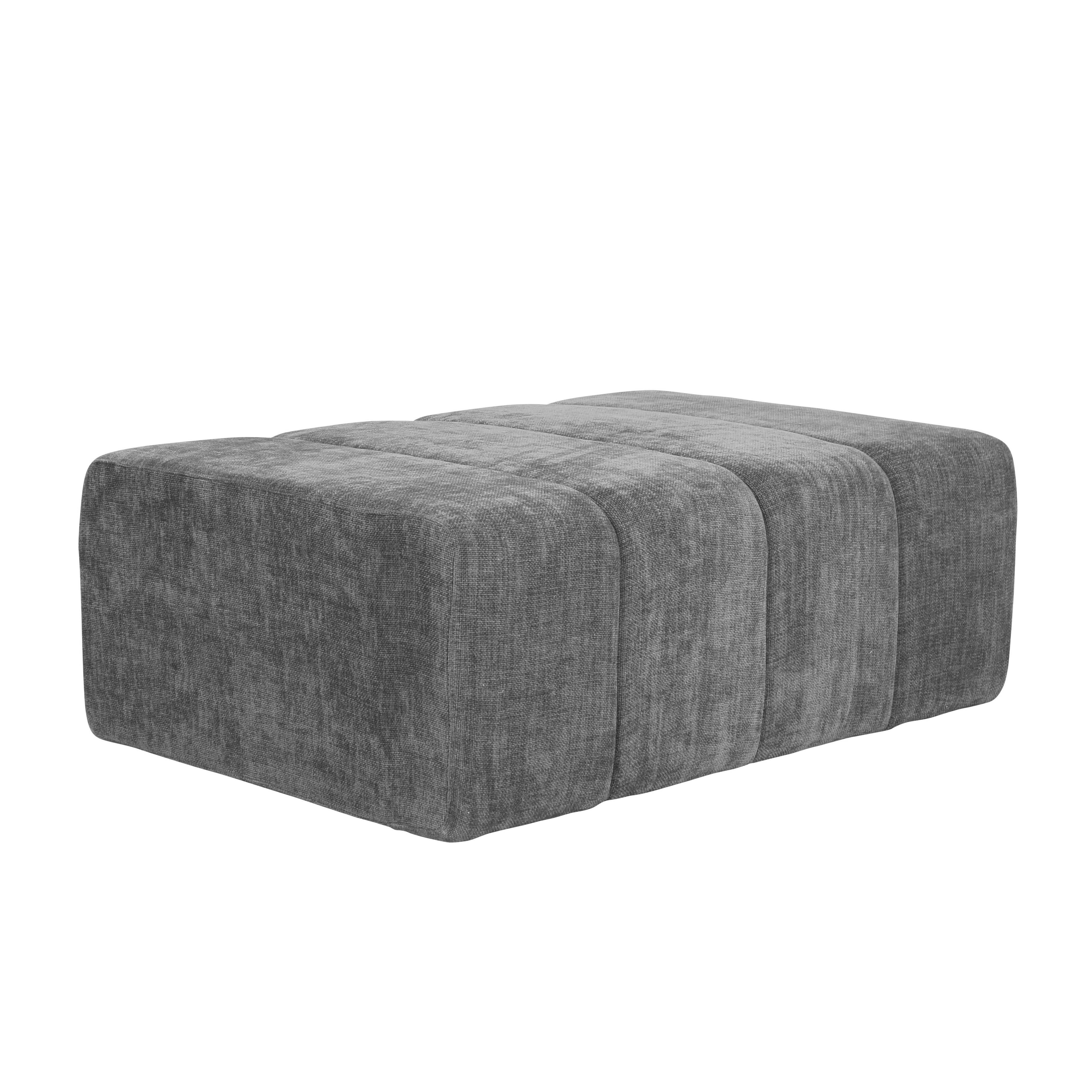 Zetel Rectangle Ottoman Grey Velvet