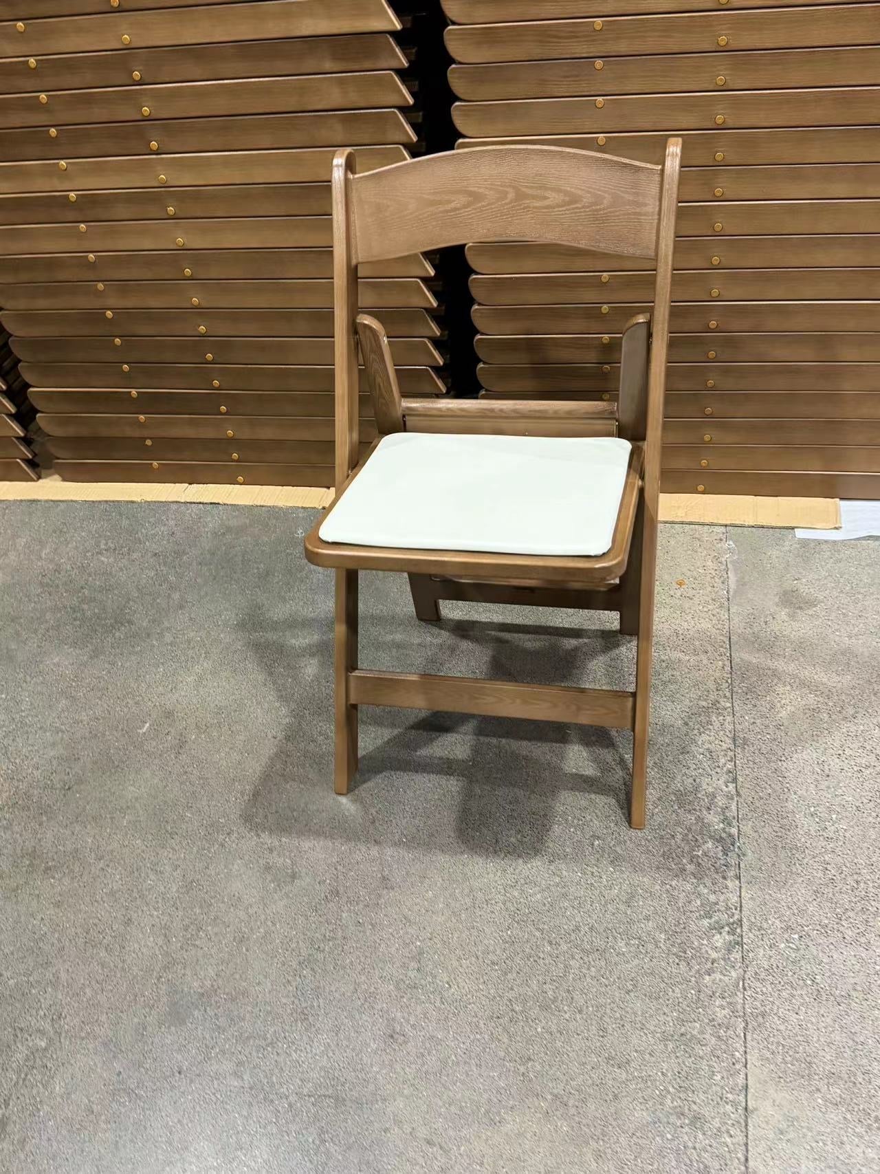 Chair, Walnut Resin Folding C/W White Pad