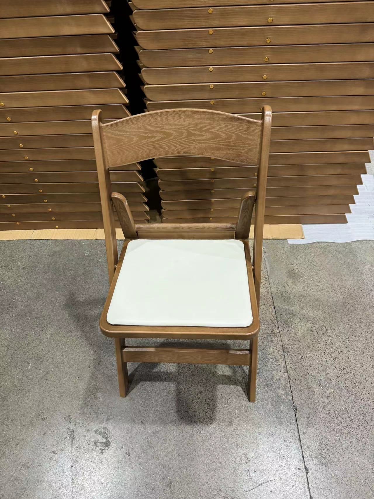 Chair, Walnut Resin Folding C/W White Pad
