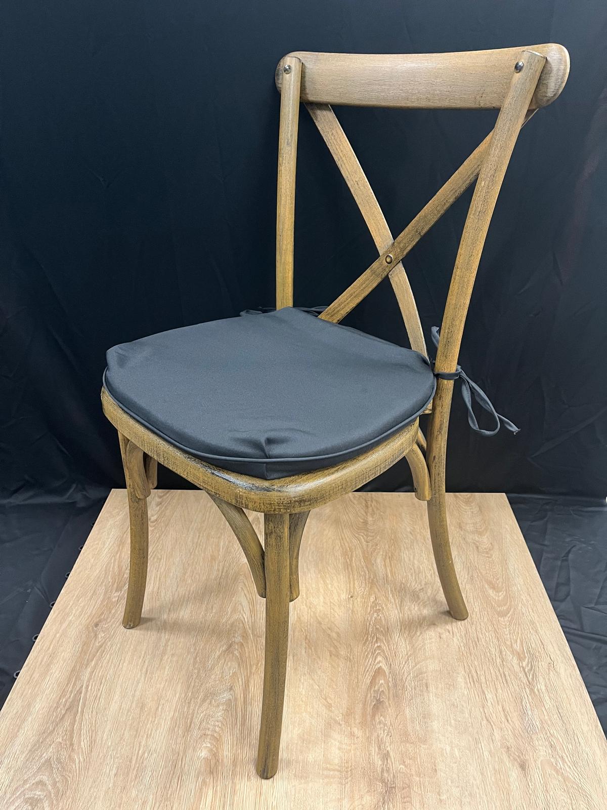 Chair Cushion, Black W/Tie for Crossback