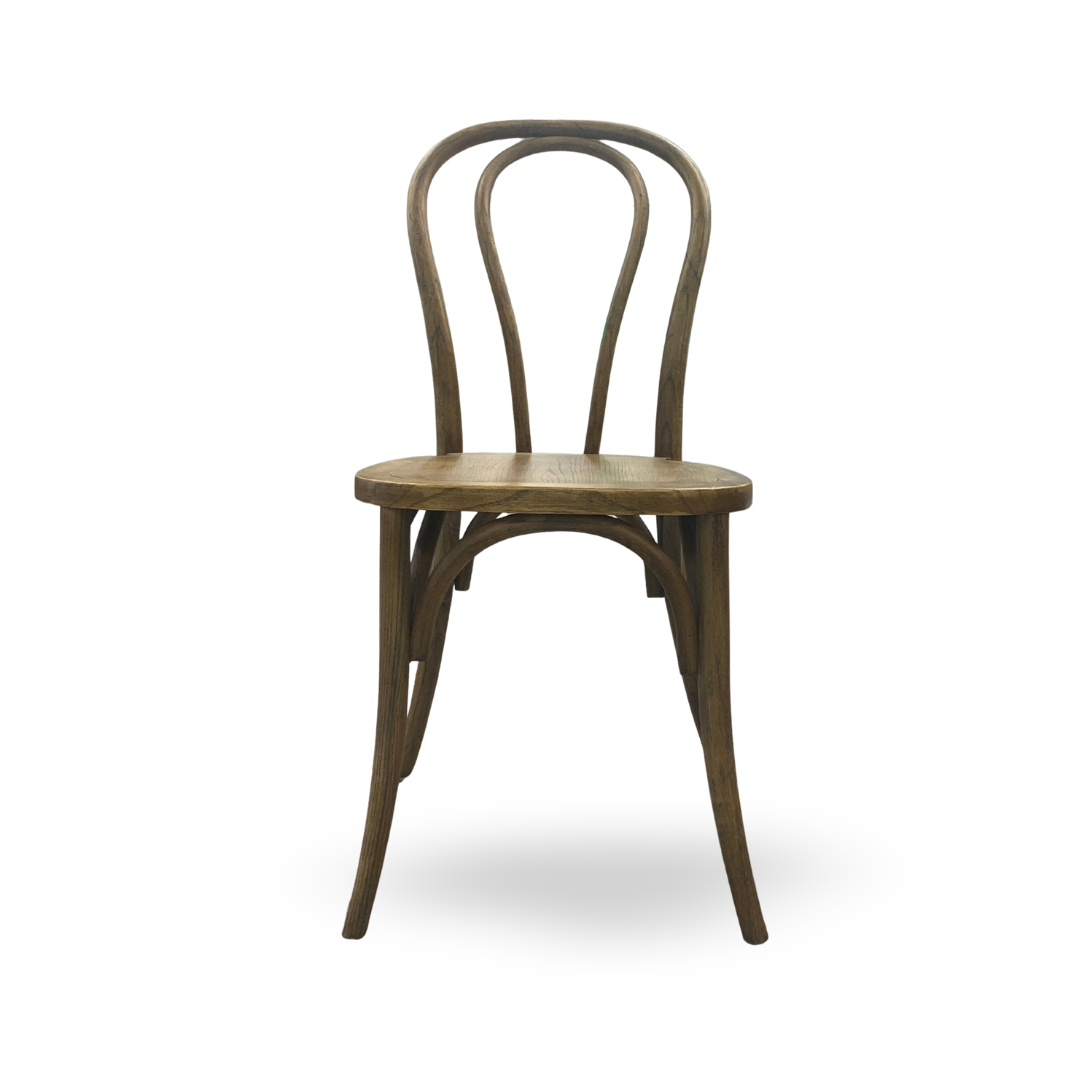 Antique brown bentwood chair for event venues and rental companies. 