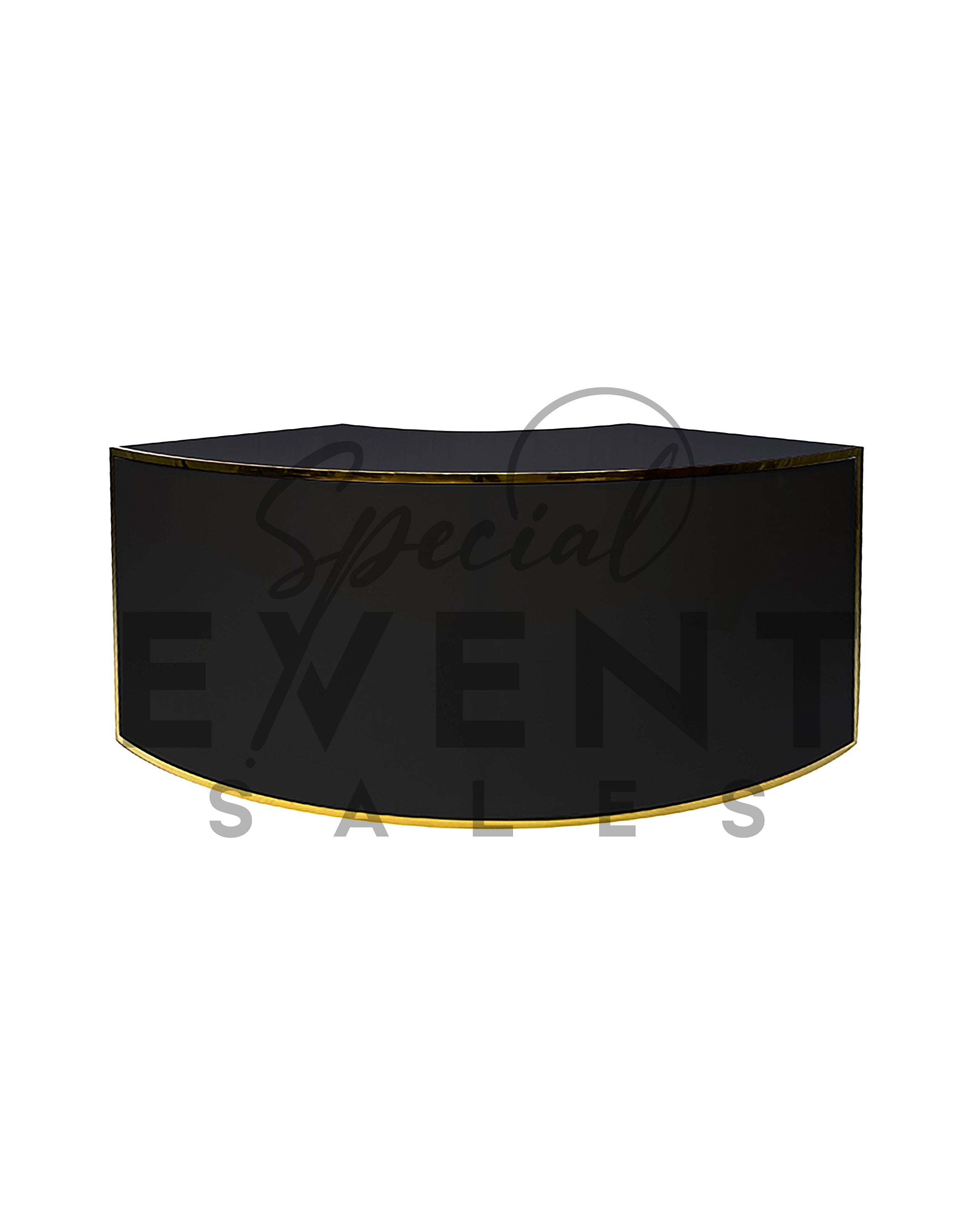 Black acrylic and gold stainless steel curved Fenix bar. 