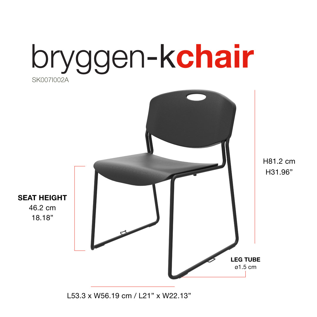 Chair, Bryggen Sled Base Black/Black Plastic