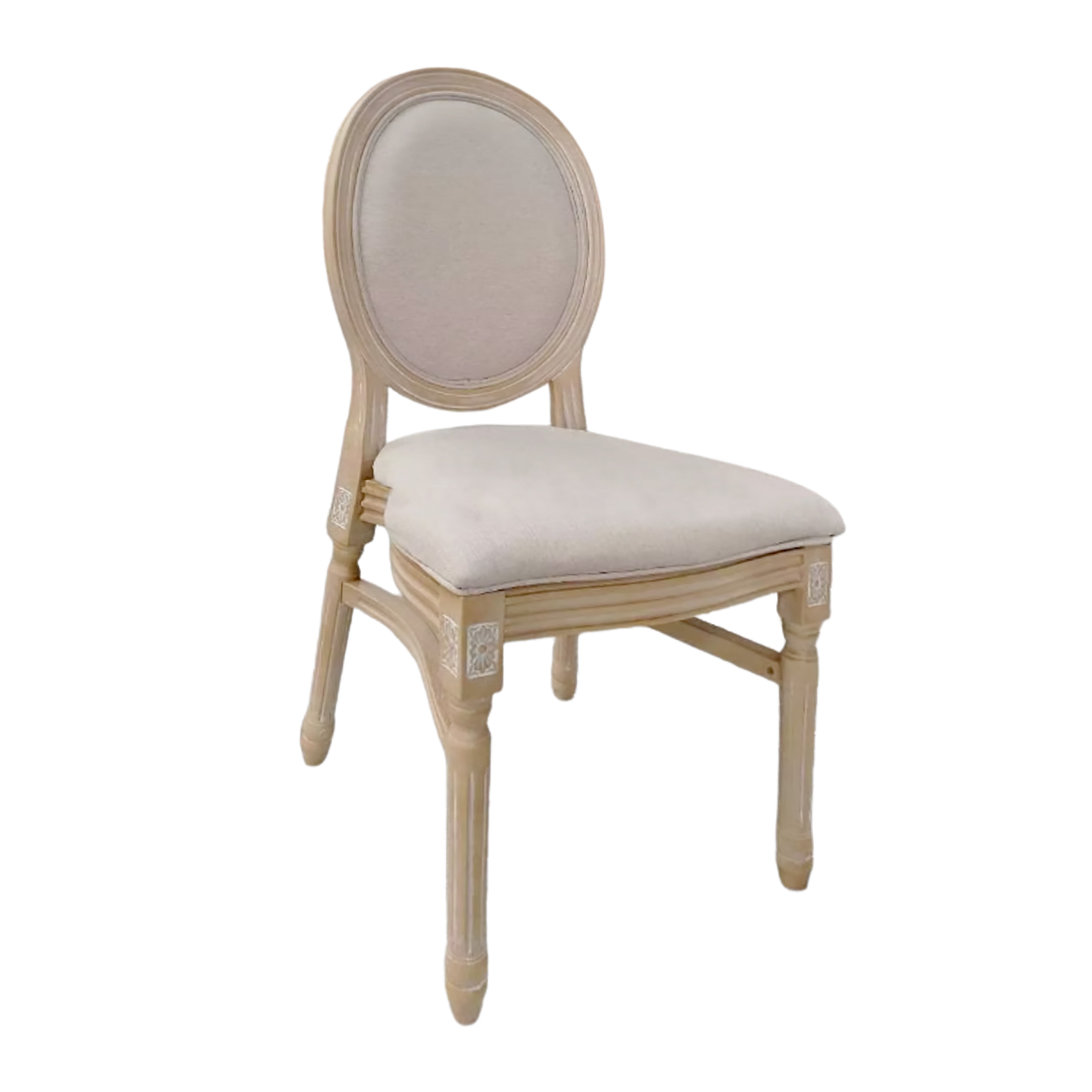 Chair, Louis Resin Natural Whitewash Wood Look