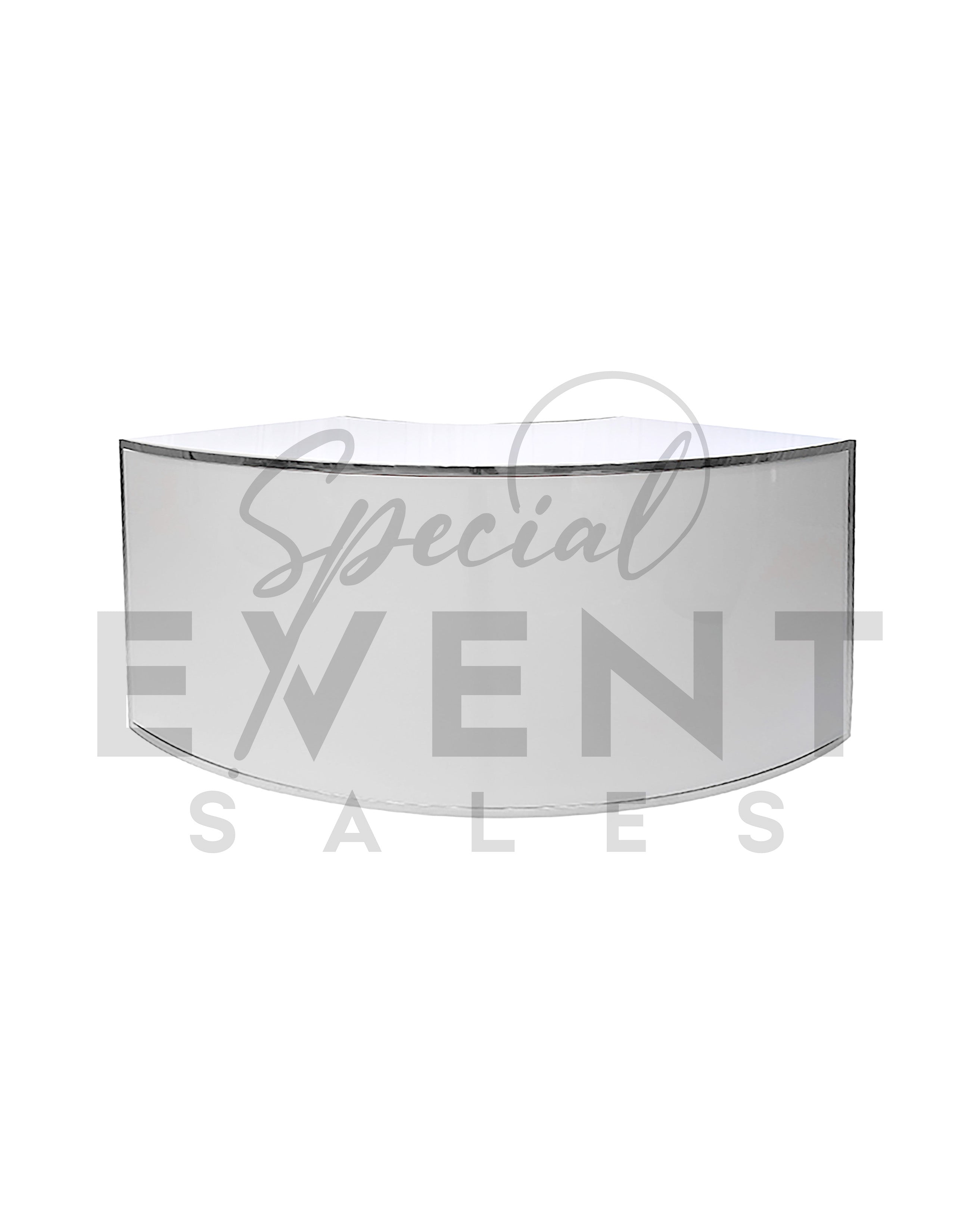 White acrylic and silver stainless steel curved luxury bar.