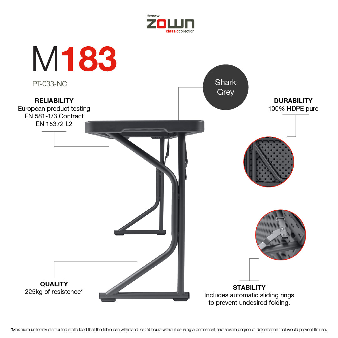 Zown Folding Table, 18" x 72" Classroom New Classic