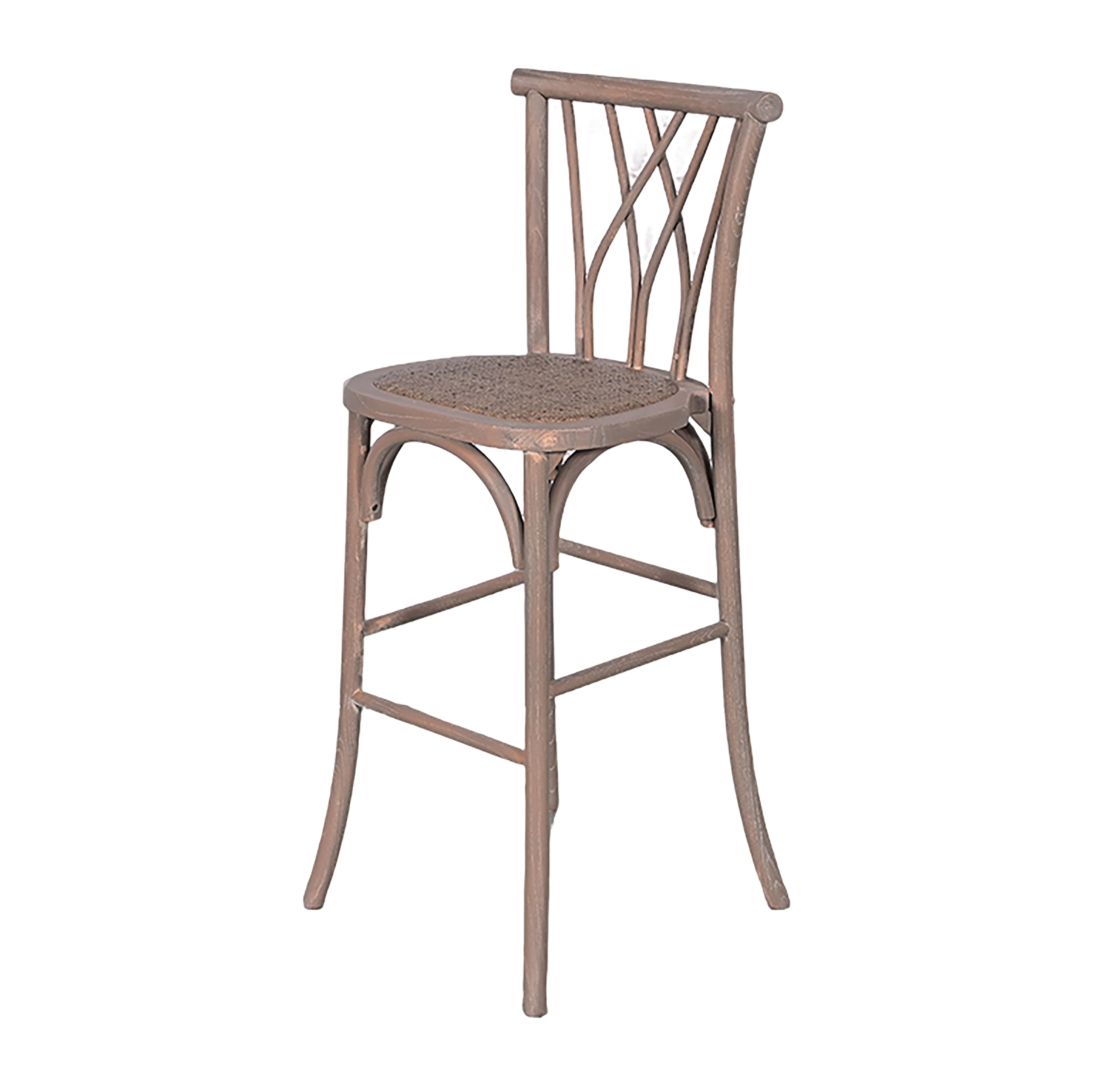RATTAN WOOD SEAT BAR STOOL