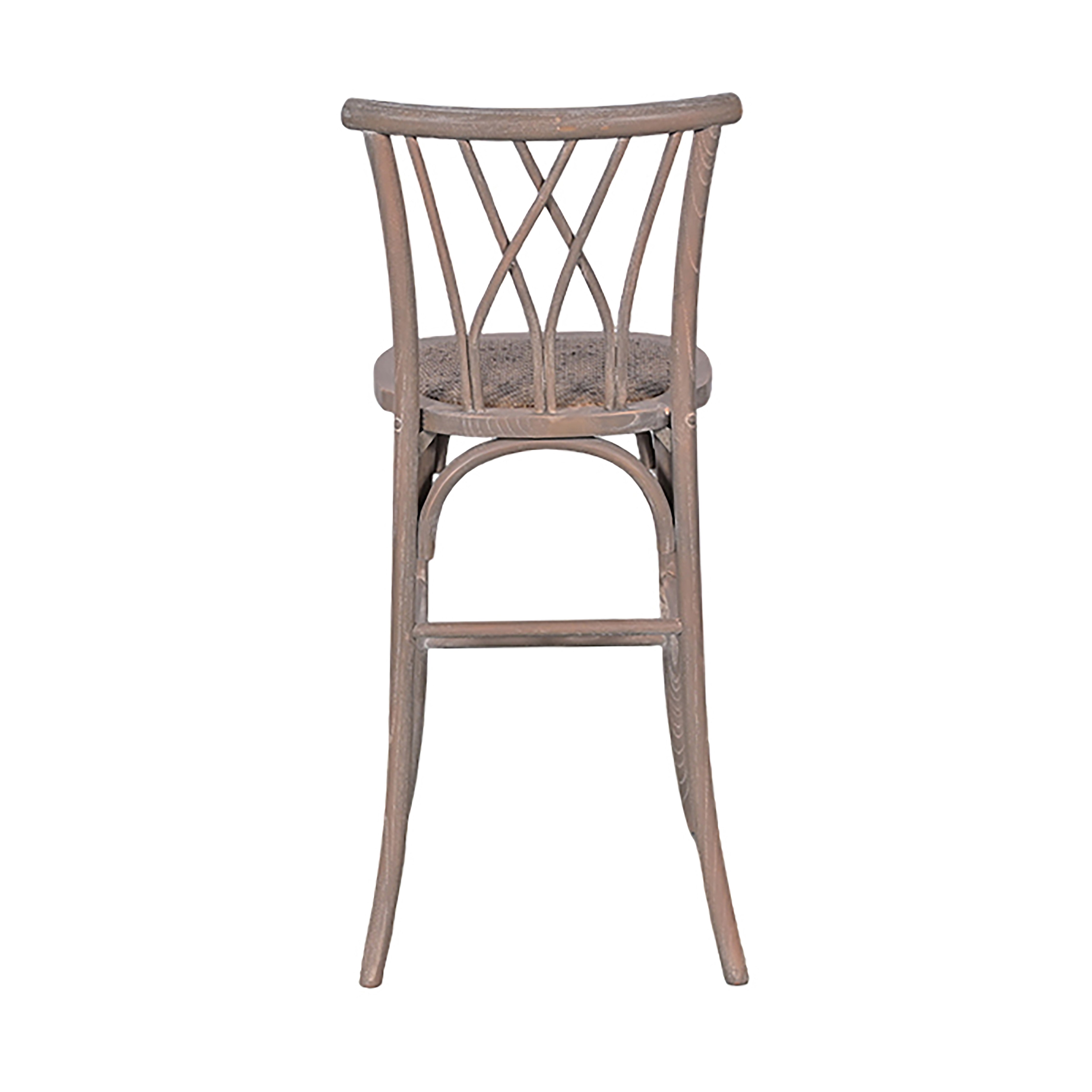 RATTAN WOOD SEAT BAR STOOL