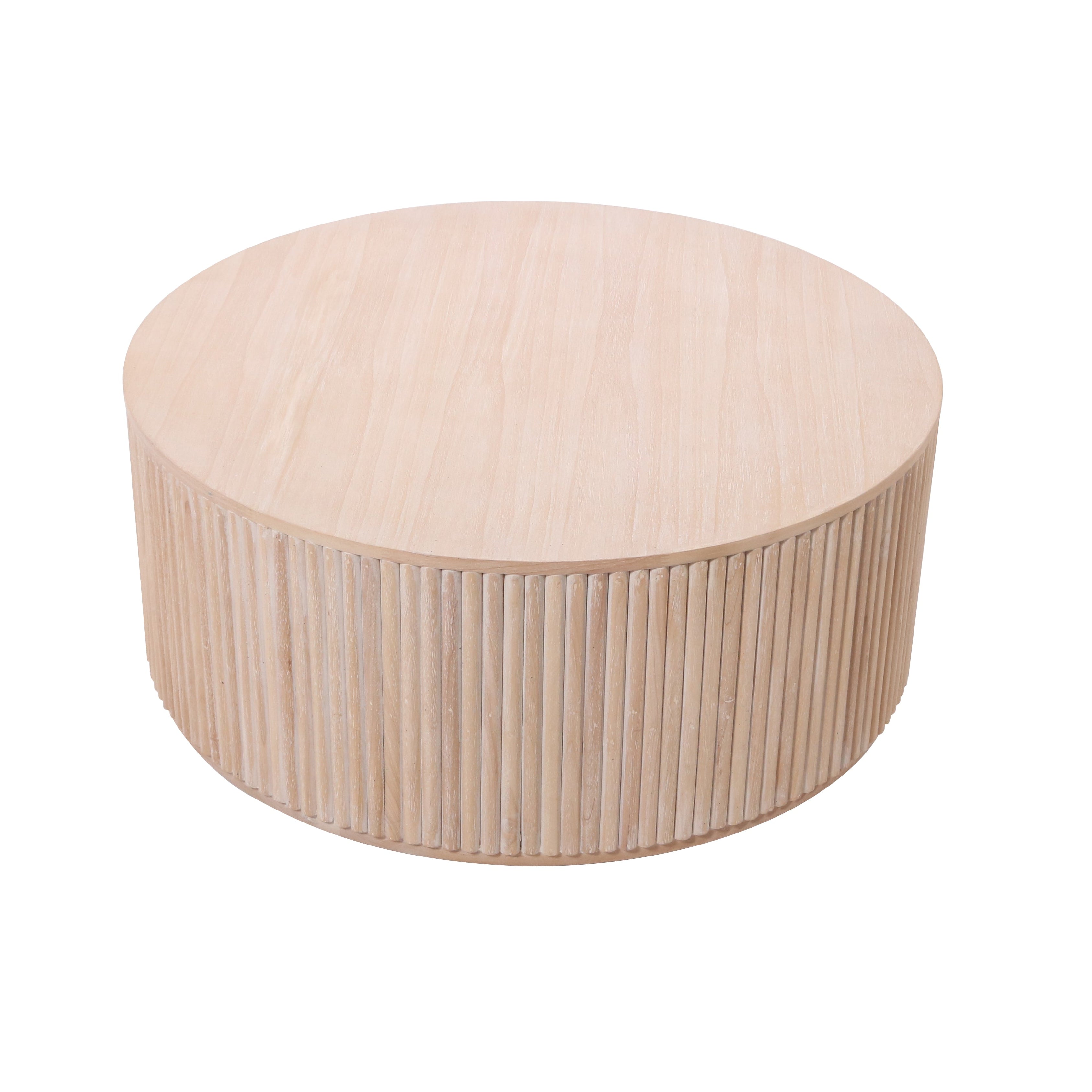 Coffee Table, Fluted Rubberwood Natural