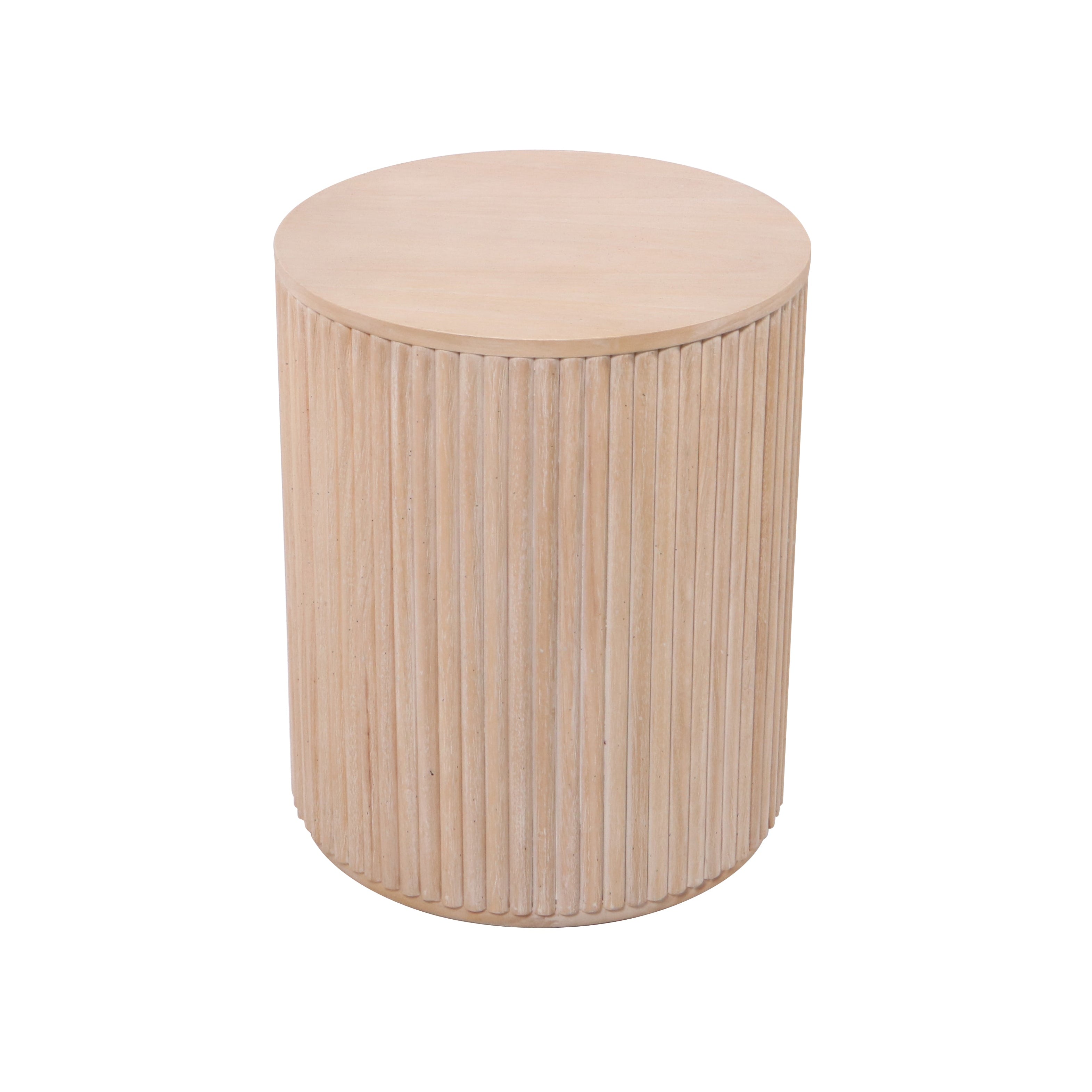 Side Table, Fluted Rubberwood Natural