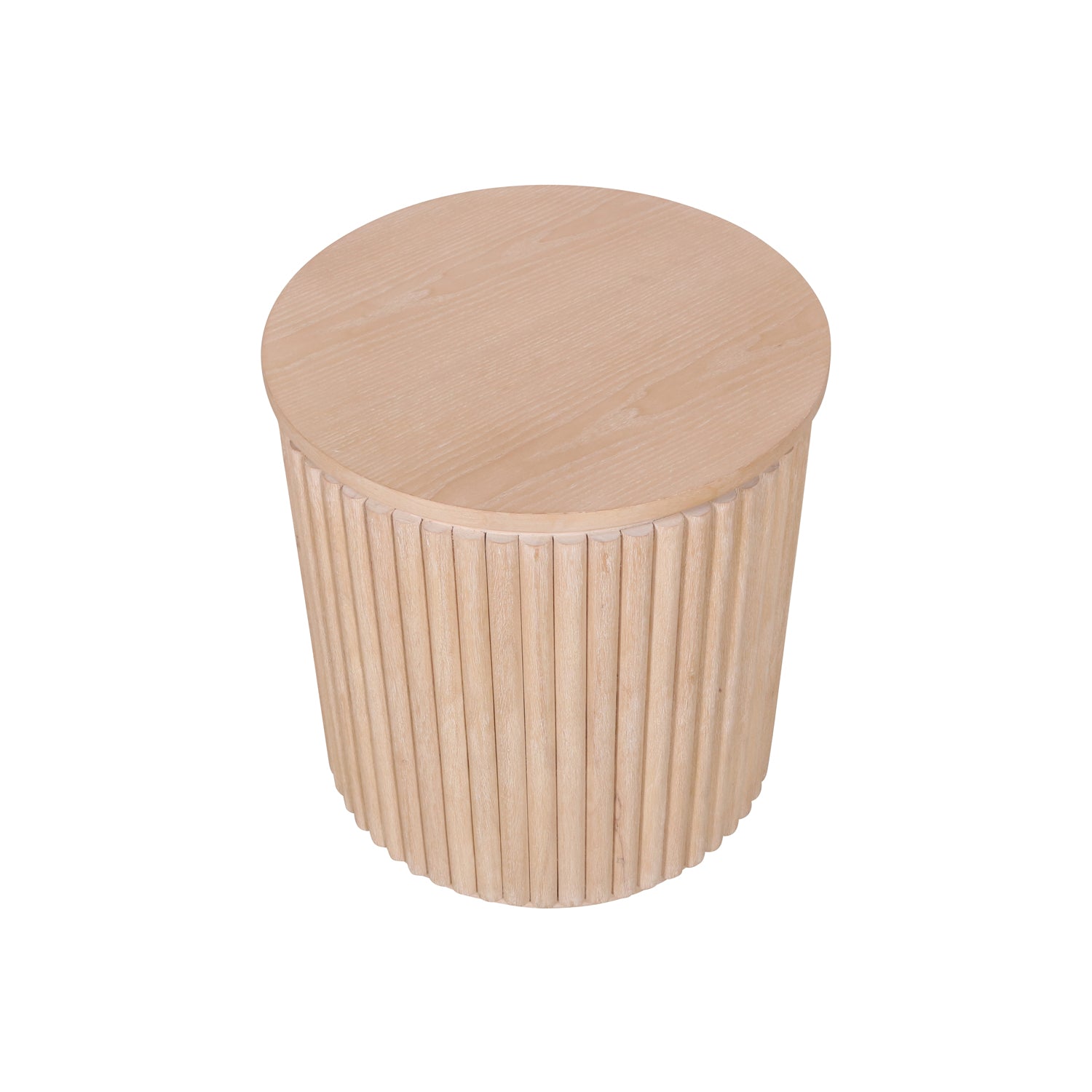 Side Table, Fluted Rubberwood Natural