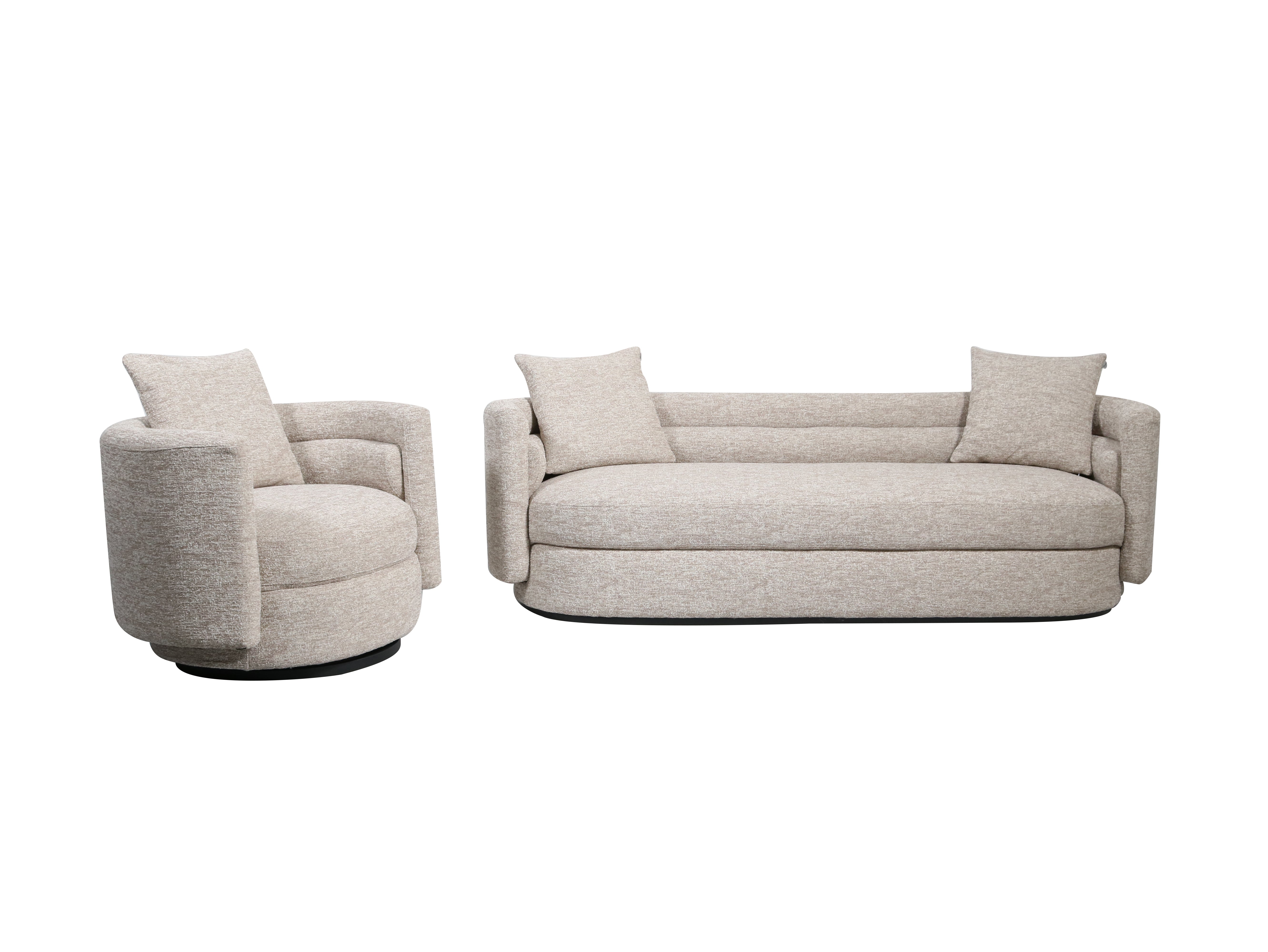 Xander Barrel Sofa, White Velvet