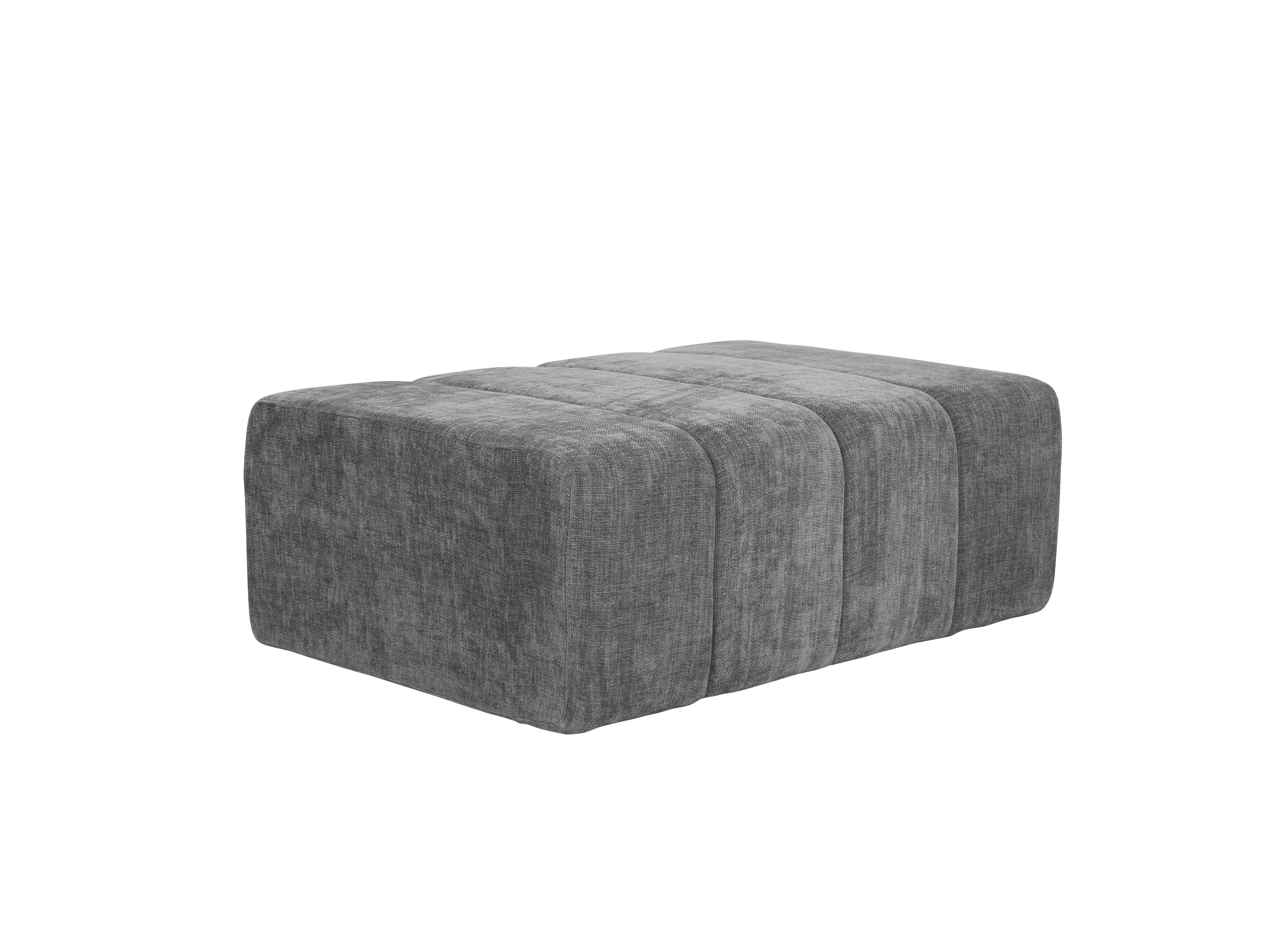 Zetel Rectangle Ottoman Grey Velvet