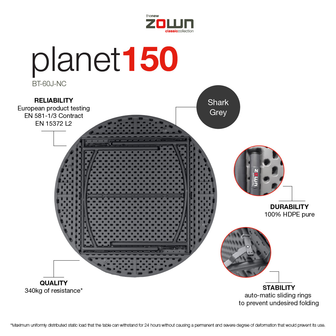 Zown Folding Table, Planet150 (60" Round) New Classic