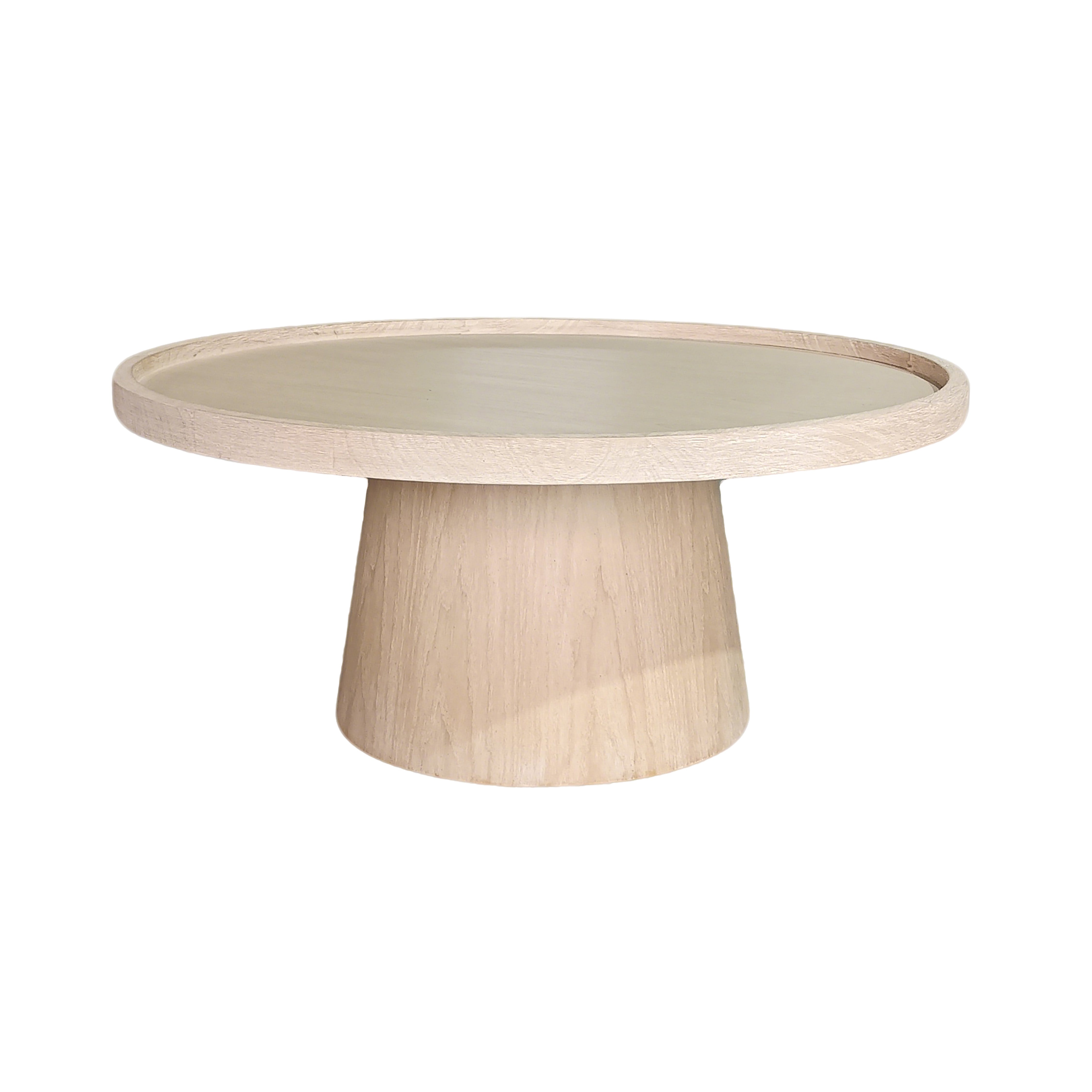 ROUND PEDESTAL WOOD COFFEE TABLE