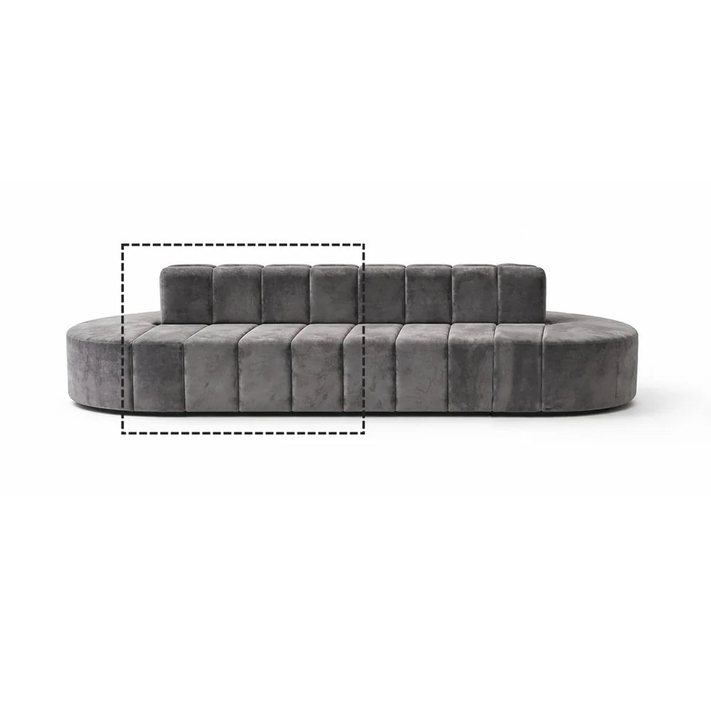 Zetel Rectangle Sofa Grey Velvet