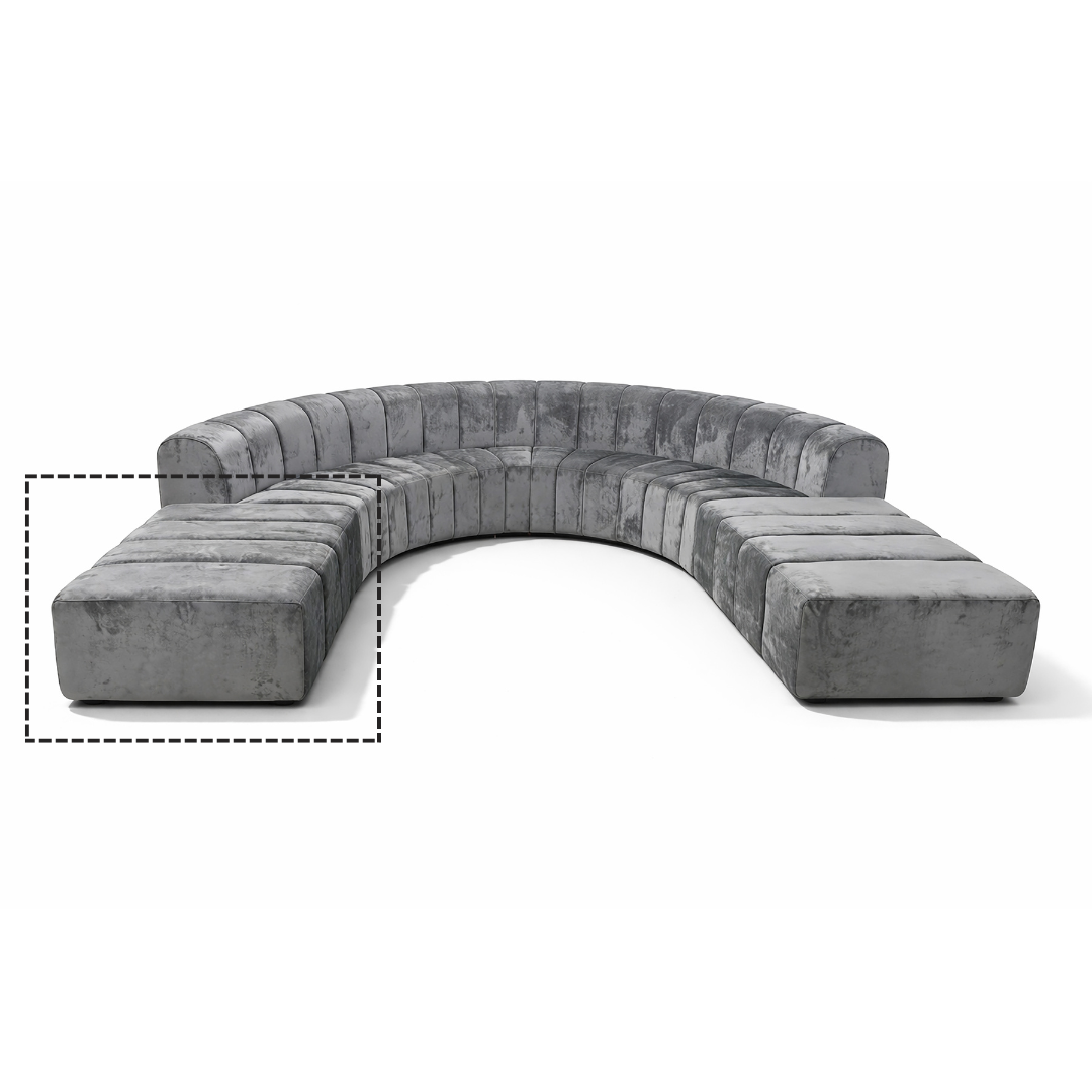 Zetel Rectangle Ottoman Grey Velvet